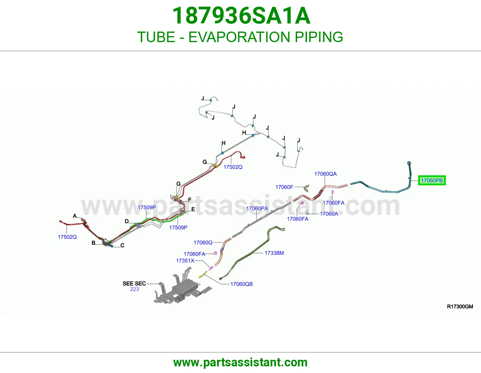 ماسورة مواسير أبخرة البنزين 187936SA1A