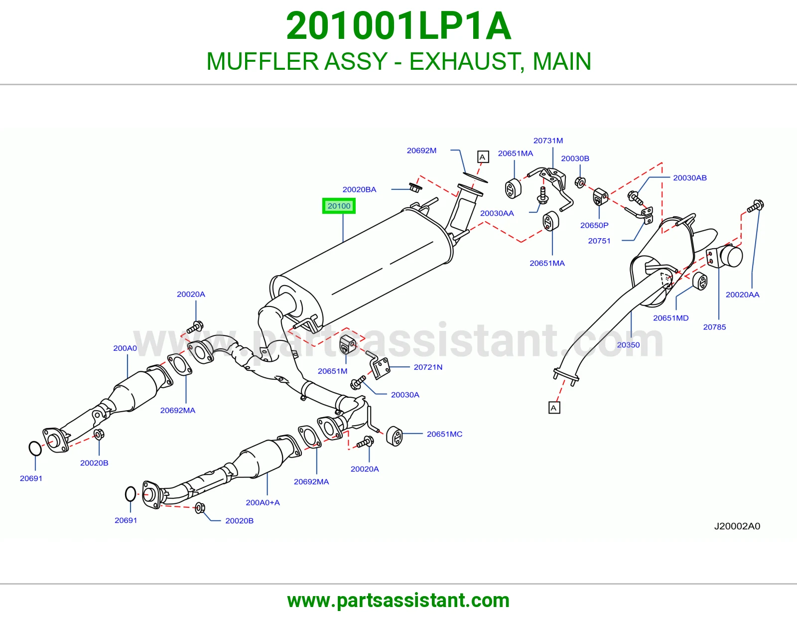 MUFFLER ASSY - EXHAUST, MAIN 201001LP1A