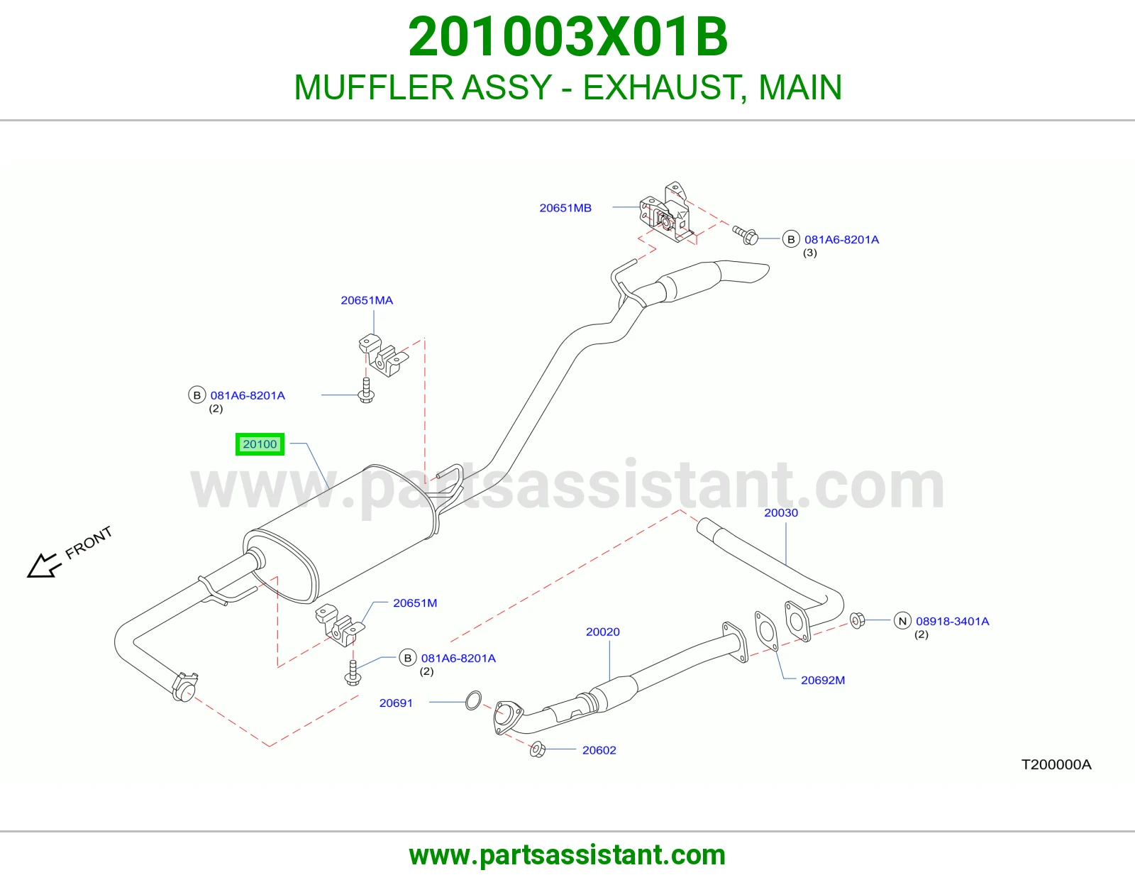 MUFFLER ASSY - EXHAUST, MAIN 201003X01B