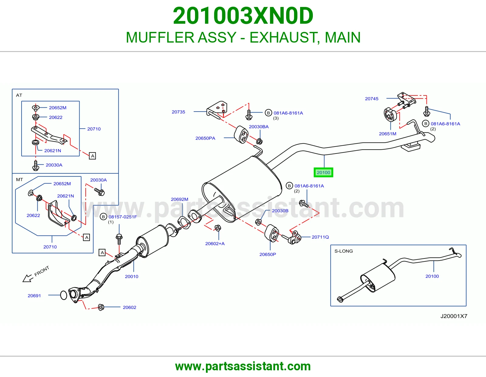 MUFFLER ASSY - EXHAUST, MAIN 201003XN0D