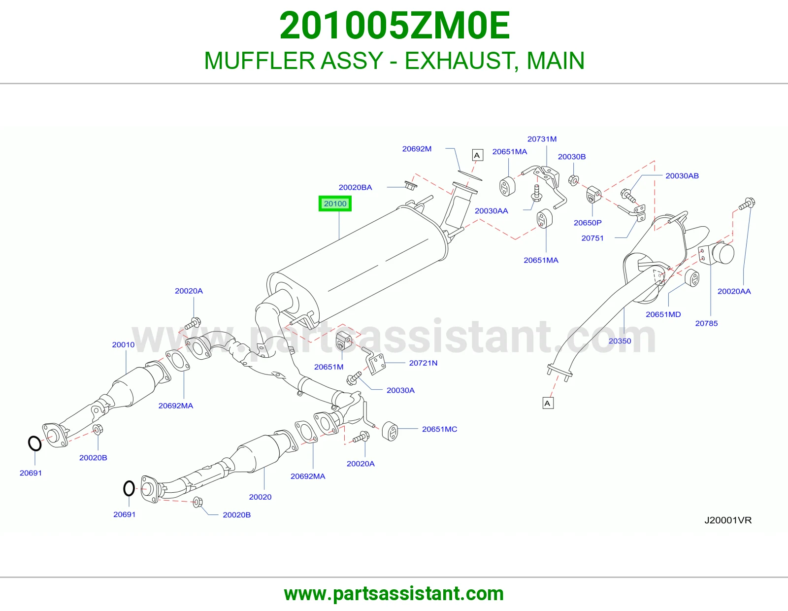 MUFFLER ASSY - EXHAUST, MAIN 201005ZM0E