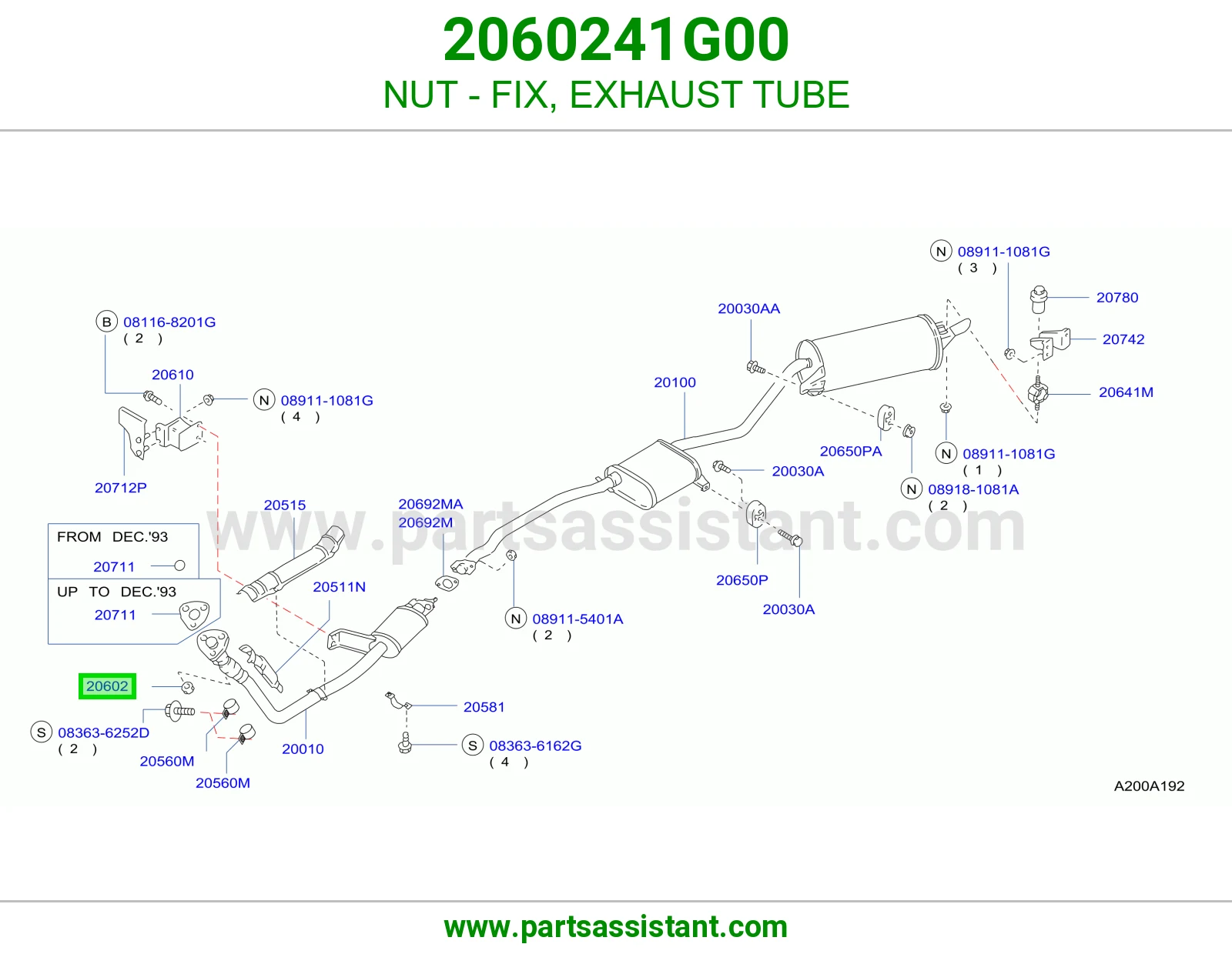 NUT - FIX, EXHAUST TUBE 2060241G00