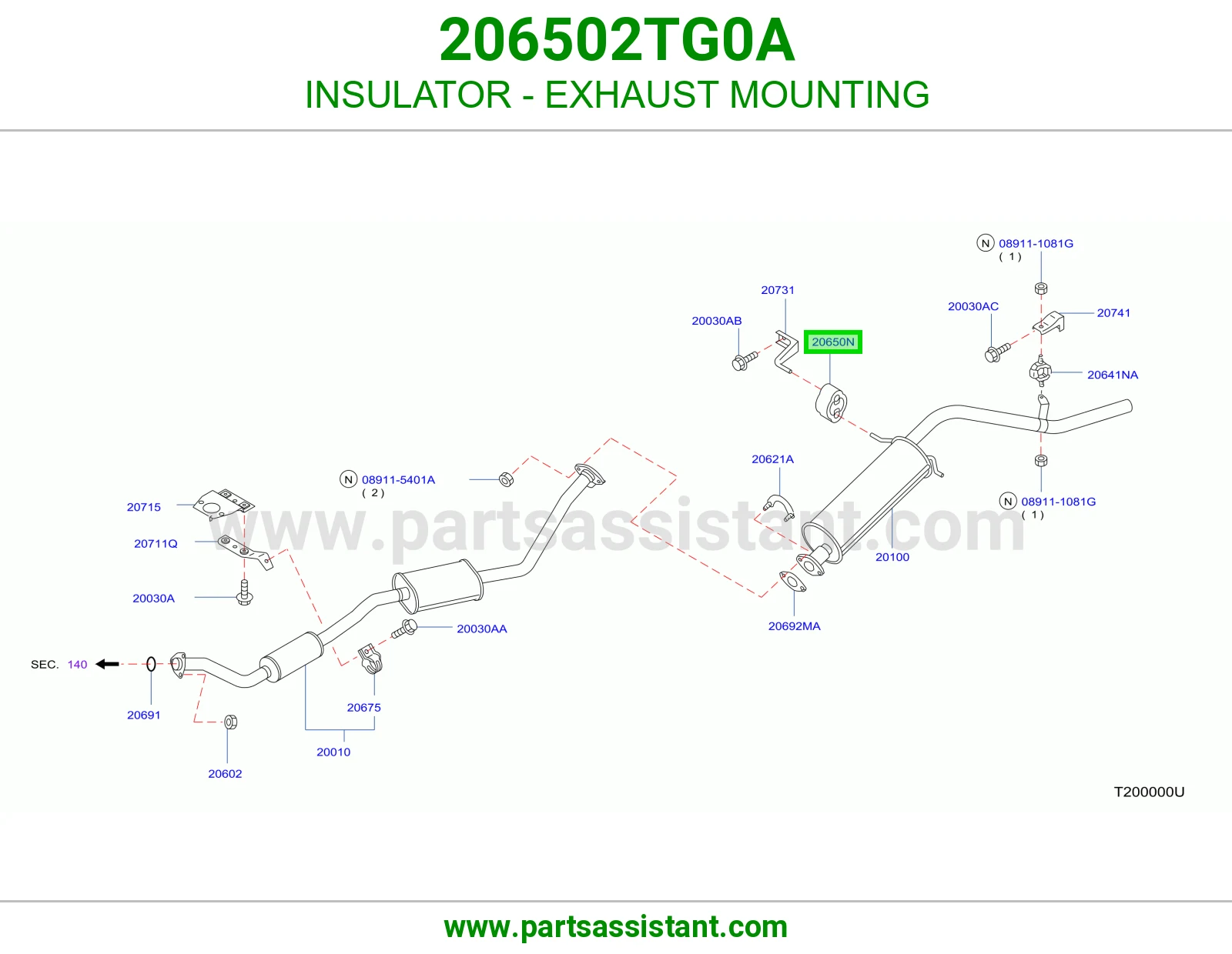 عازل قاعدة شكمان 206502TG0A