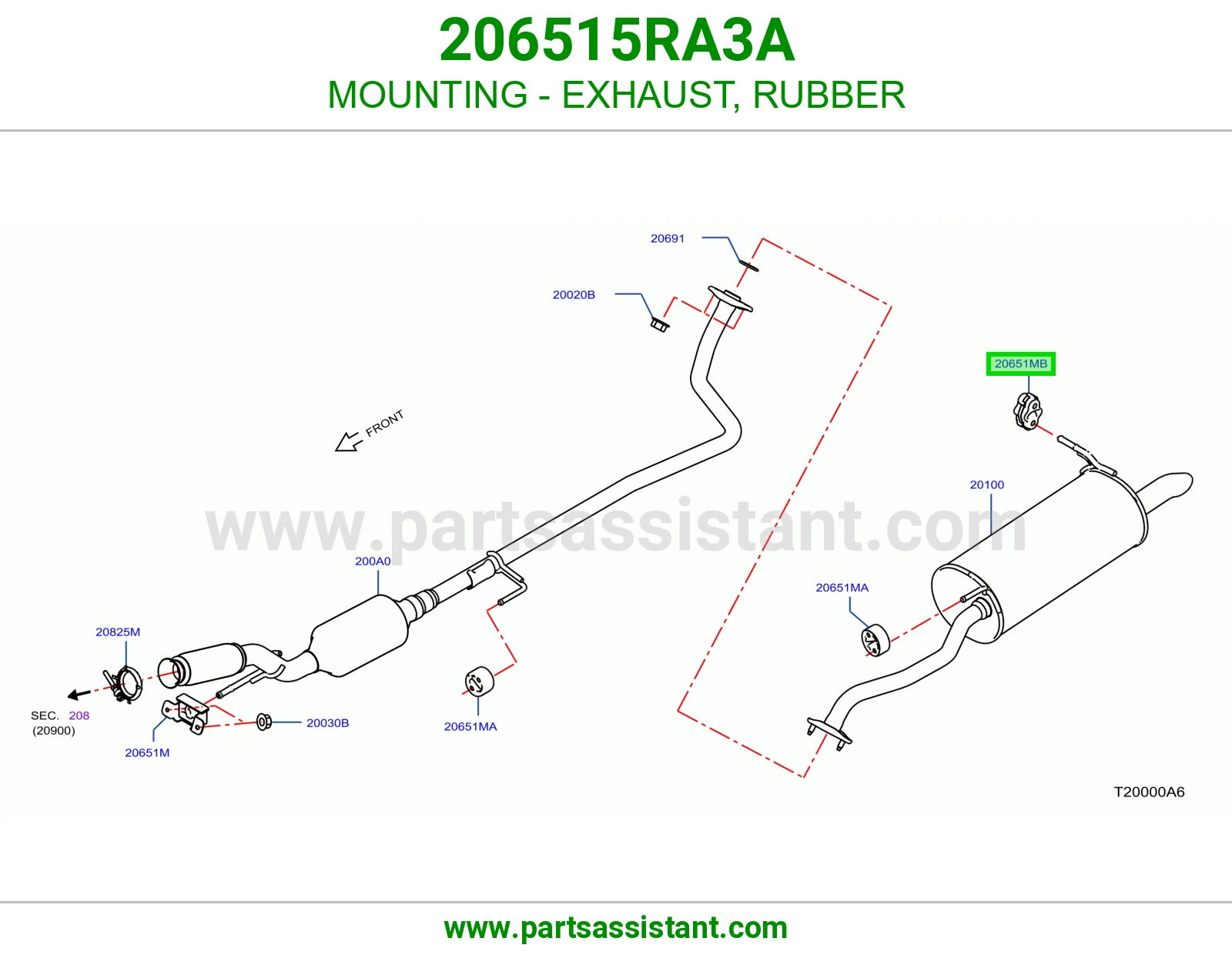 MOUNTING - EXHAUST, RUBBER 206515RA3A