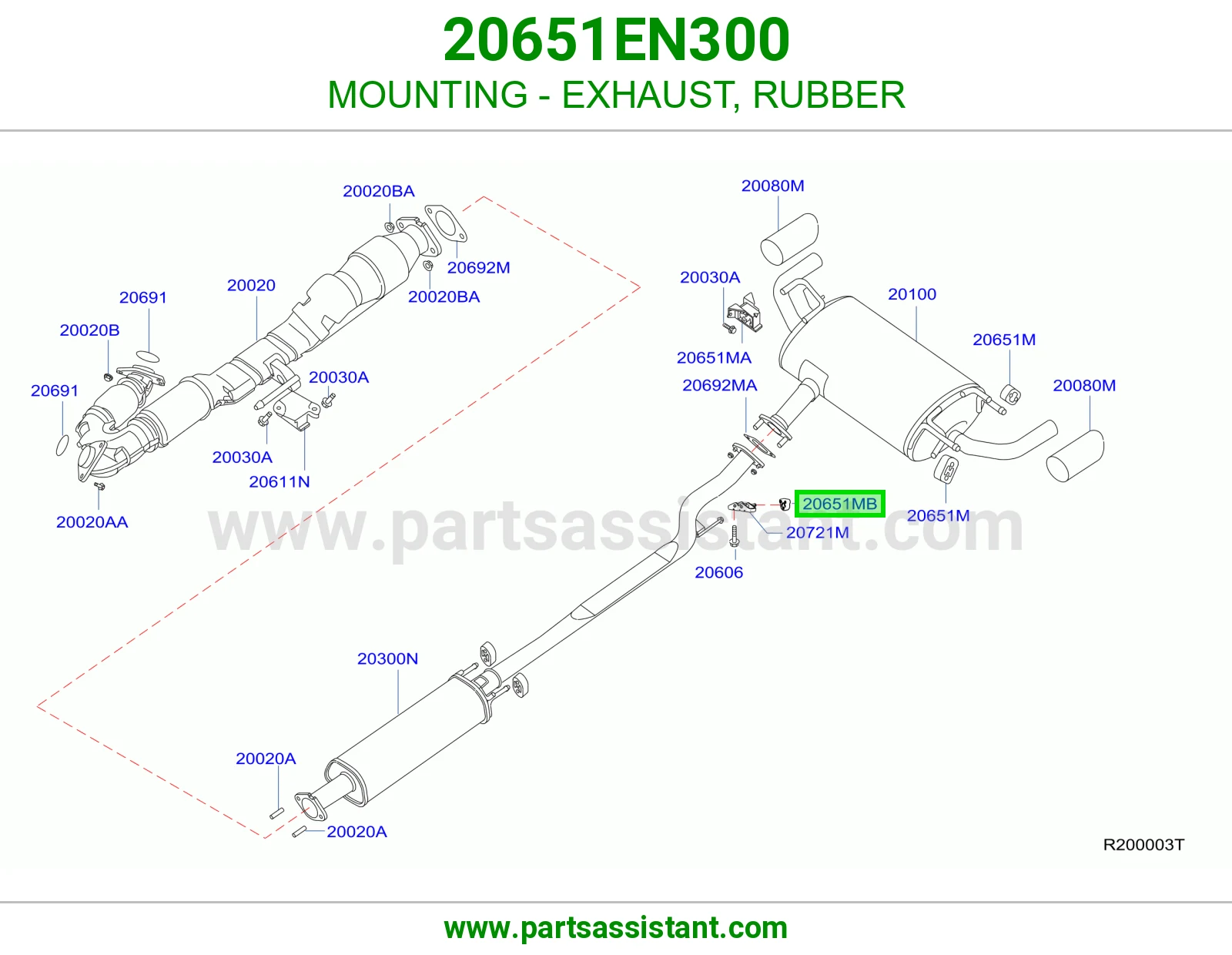 MOUNTING - EXHAUST, RUBBER 20651EN300
