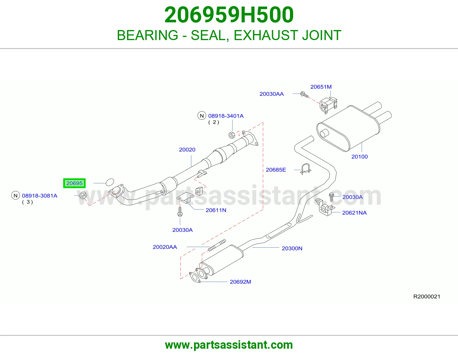 BEARING - SEAL, EXHAUST JOINT 206959H500
