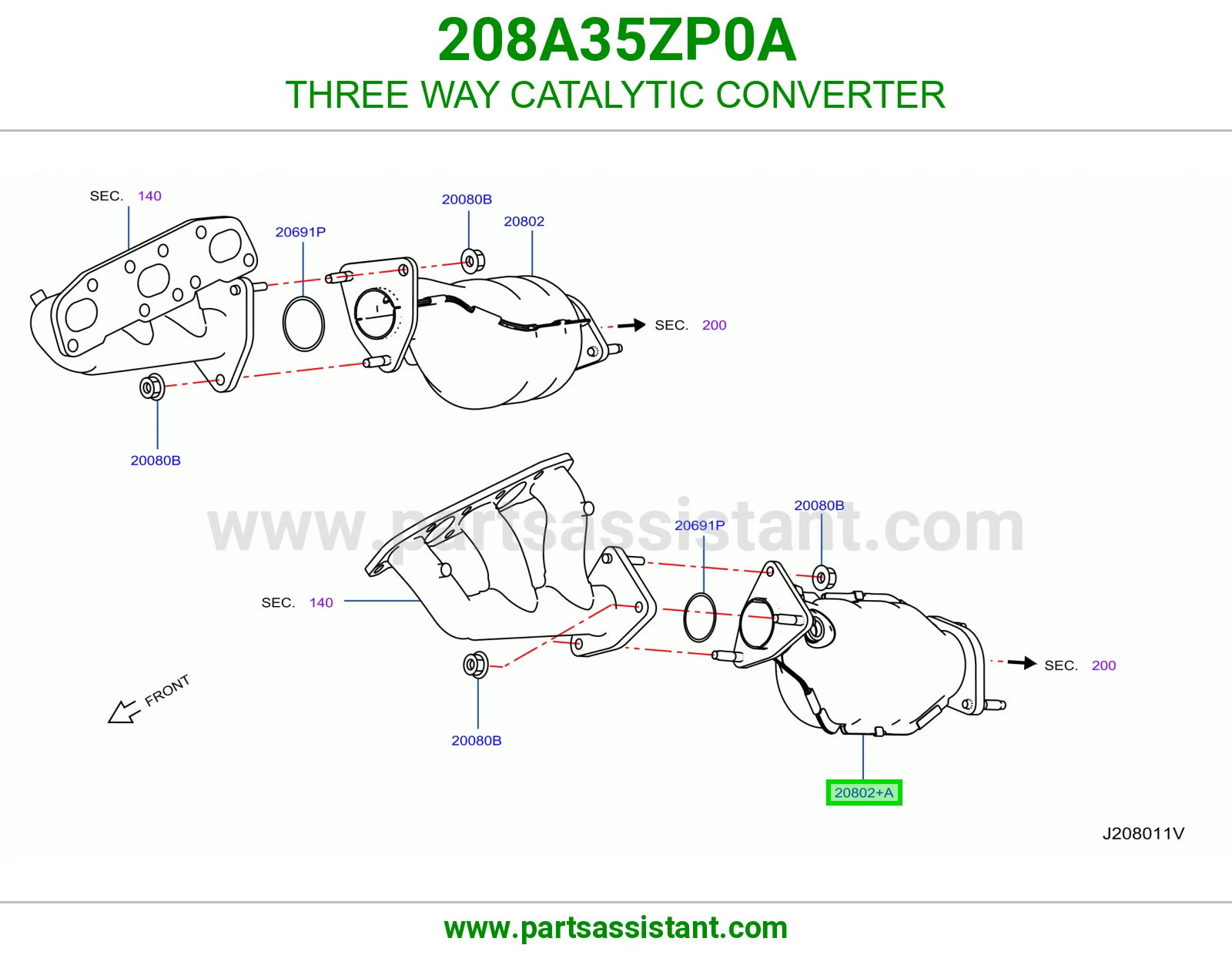 THREE WAY CATALYTIC CONVERTER 208A35ZP0A