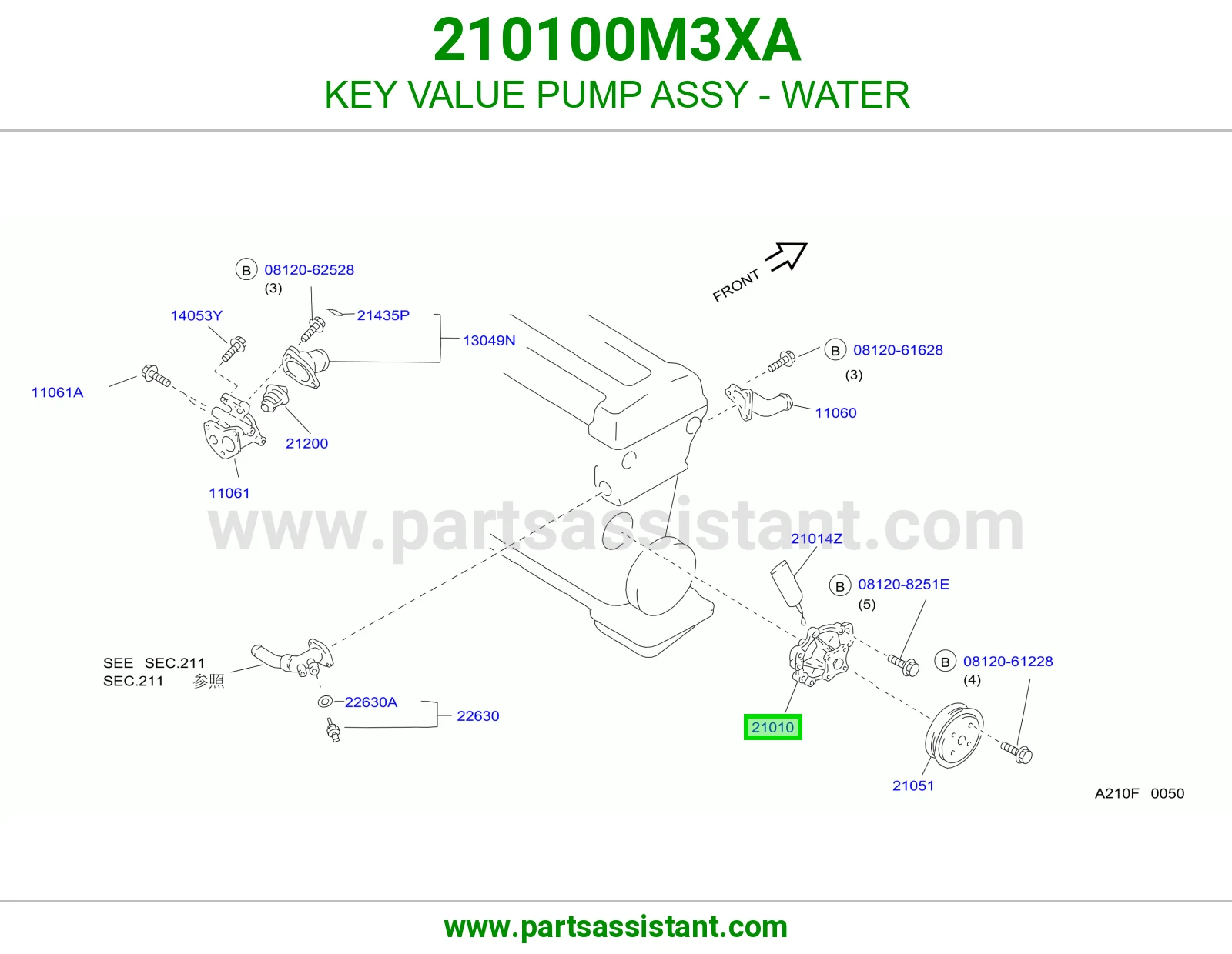 طرمبه ماء مكينه 210100M3XA