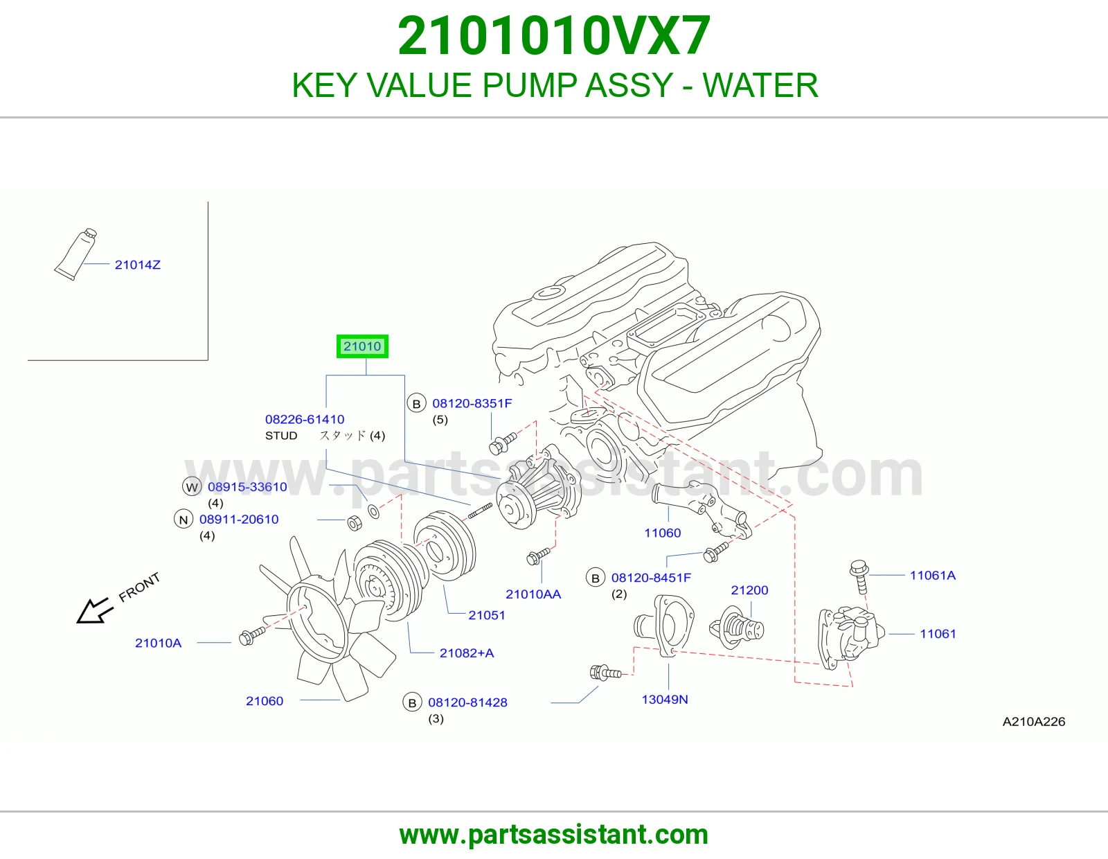 KEY VALUE PUMP ASSY - WATER 2101010VX7