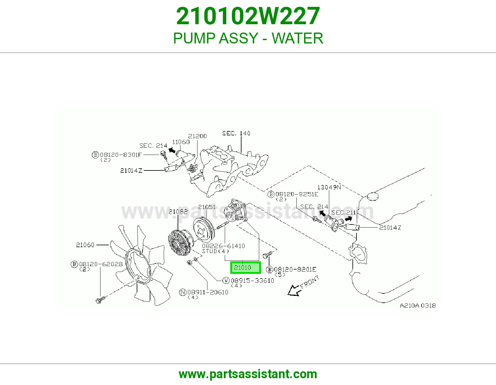 PUMP ASSY - WATER 210102W227