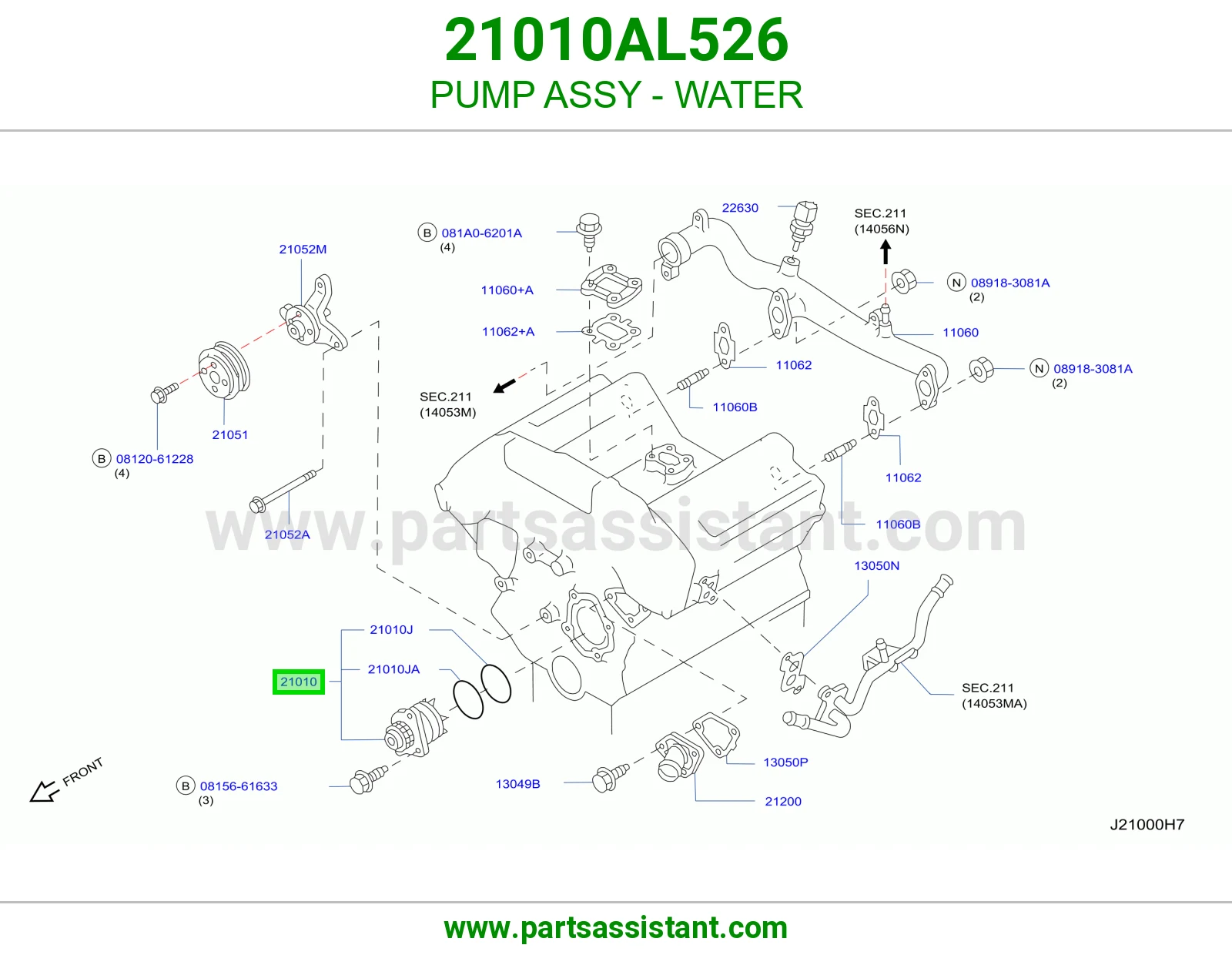 PUMP ASSY - WATER 21010AL526