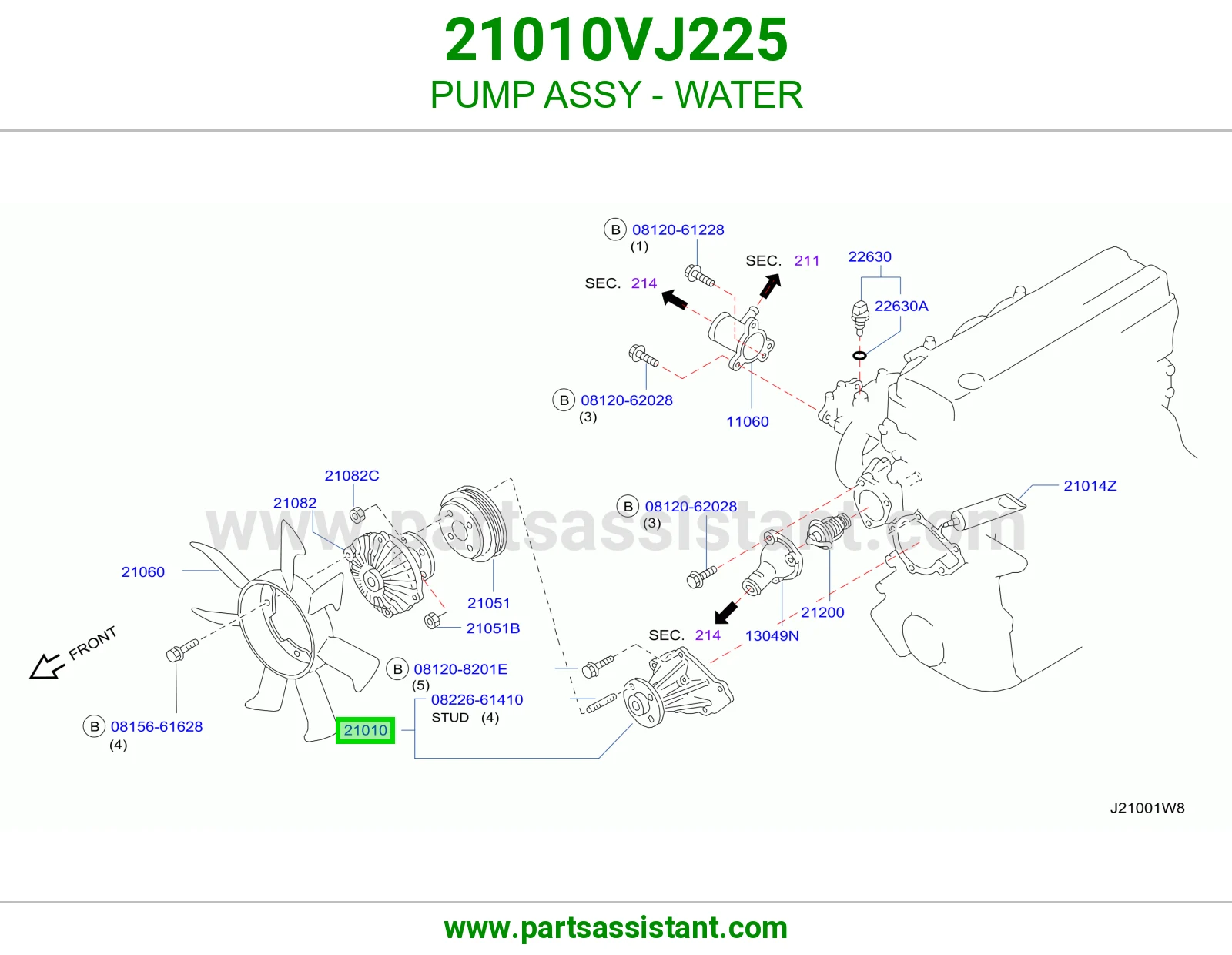 PUMP ASSY - WATER 21010VJ225