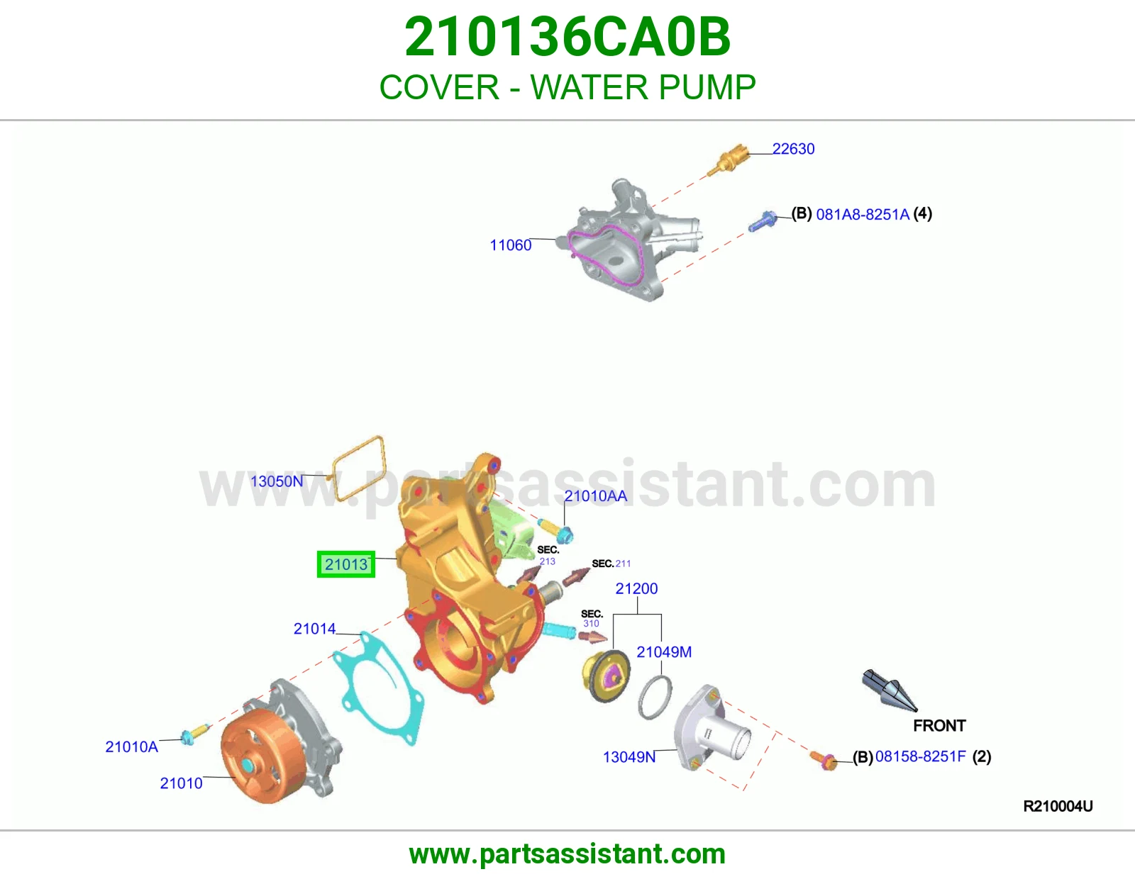 غطاء طرمبة ماء 210136CA0B