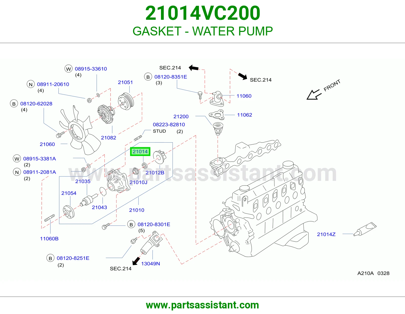 GASKET - WATER PUMP 21014VC200