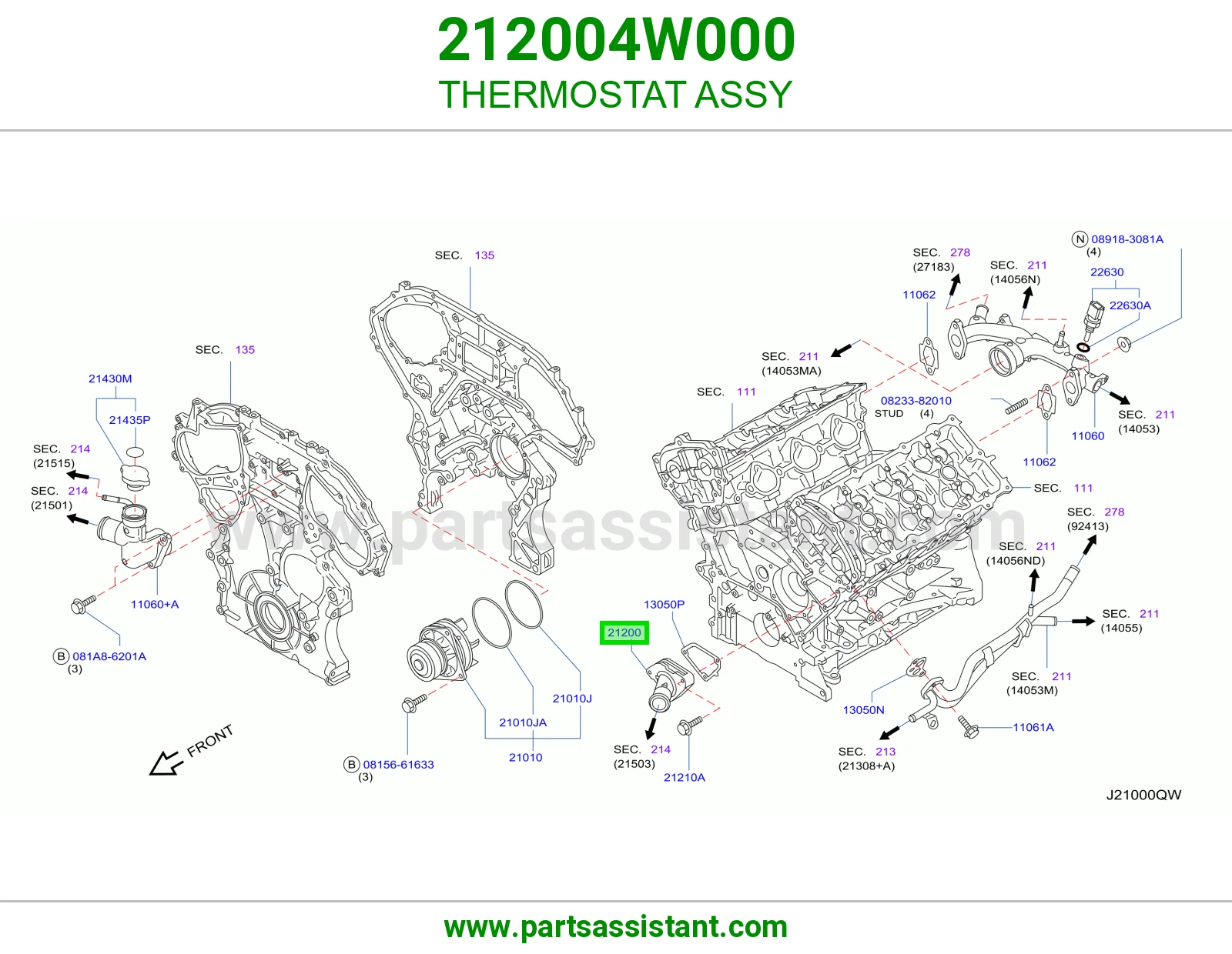 THERMOSTAT ASSY 212004W000