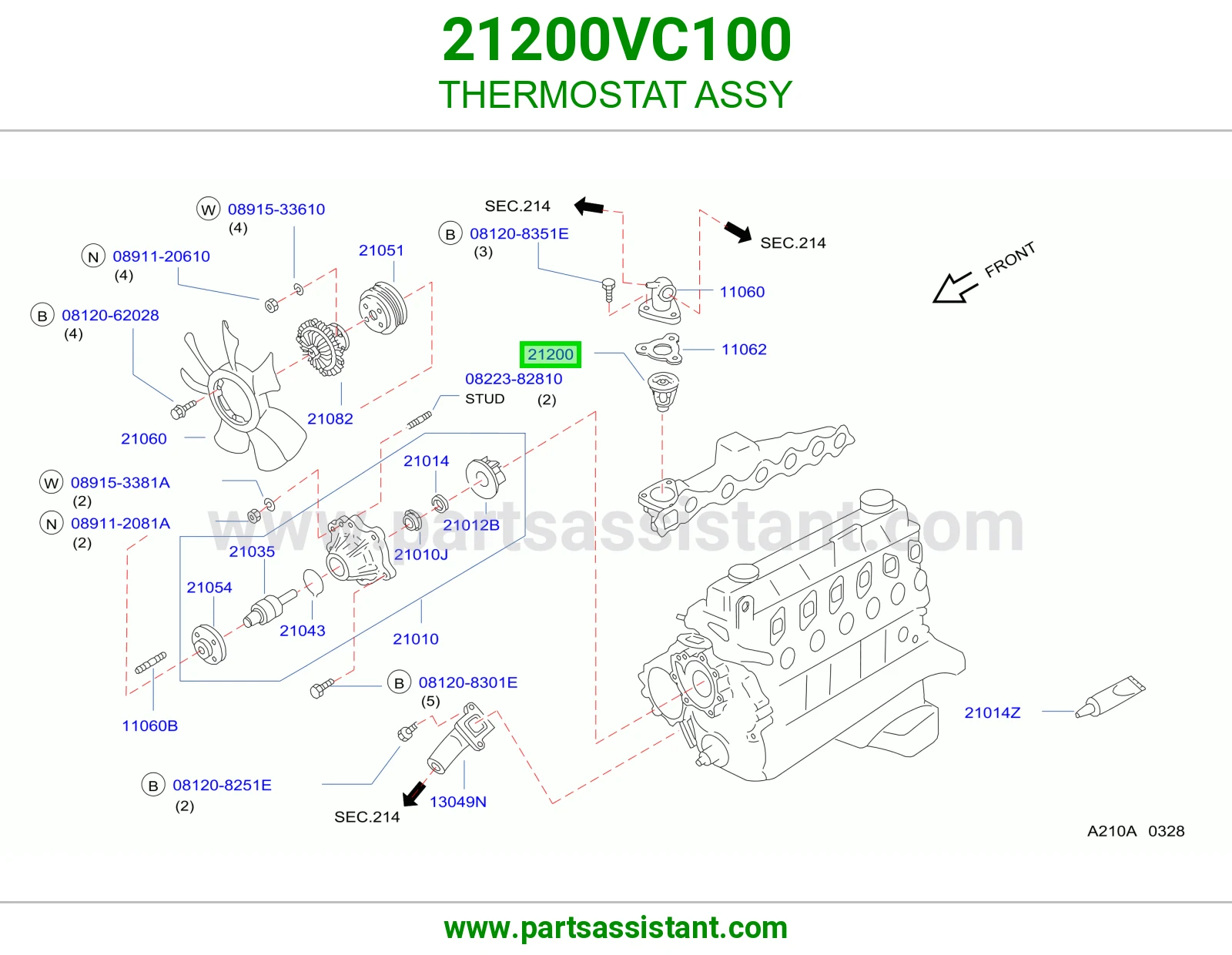 THERMOSTAT ASSY 21200VC100