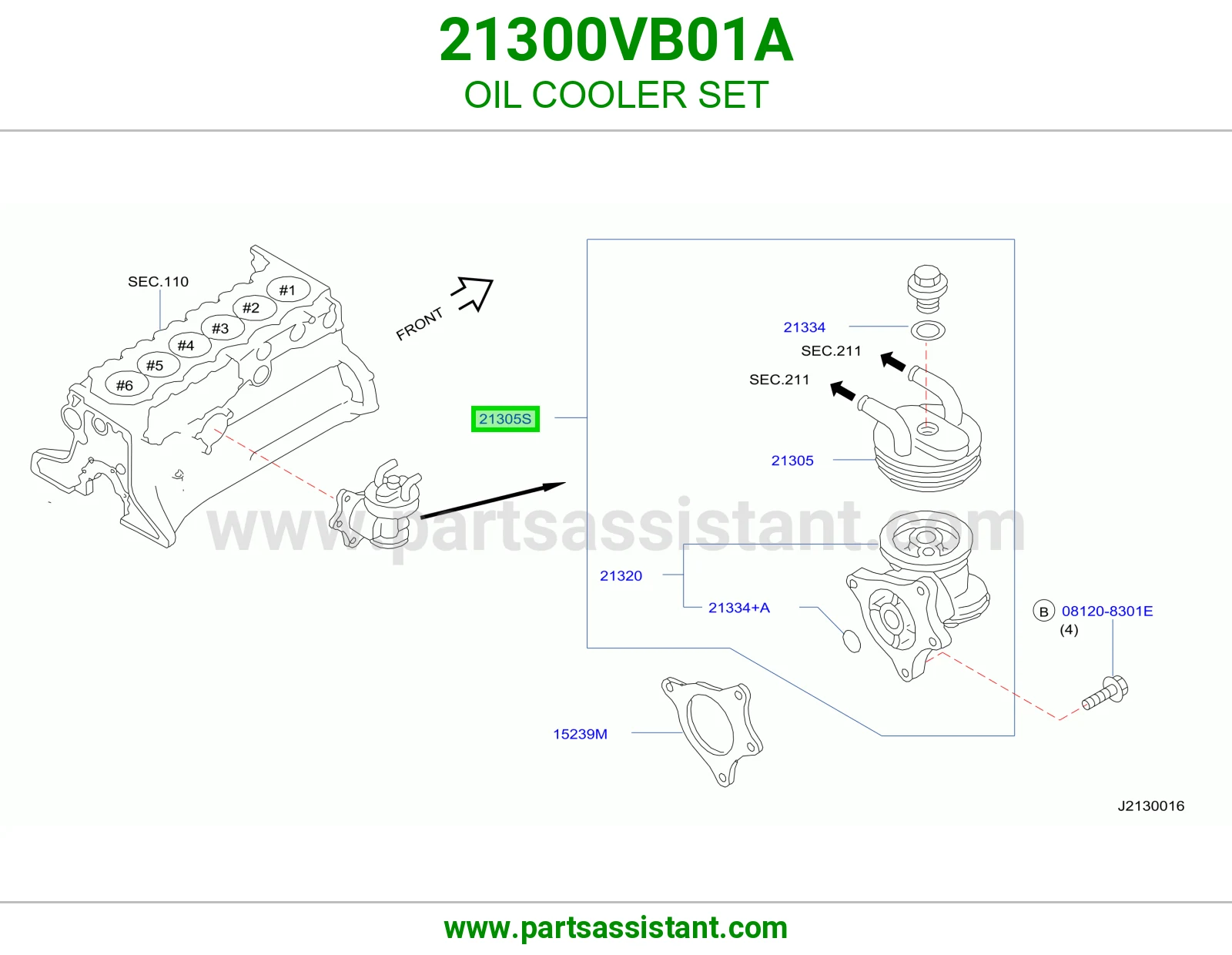 OIL COOLER SET 21300VB01A