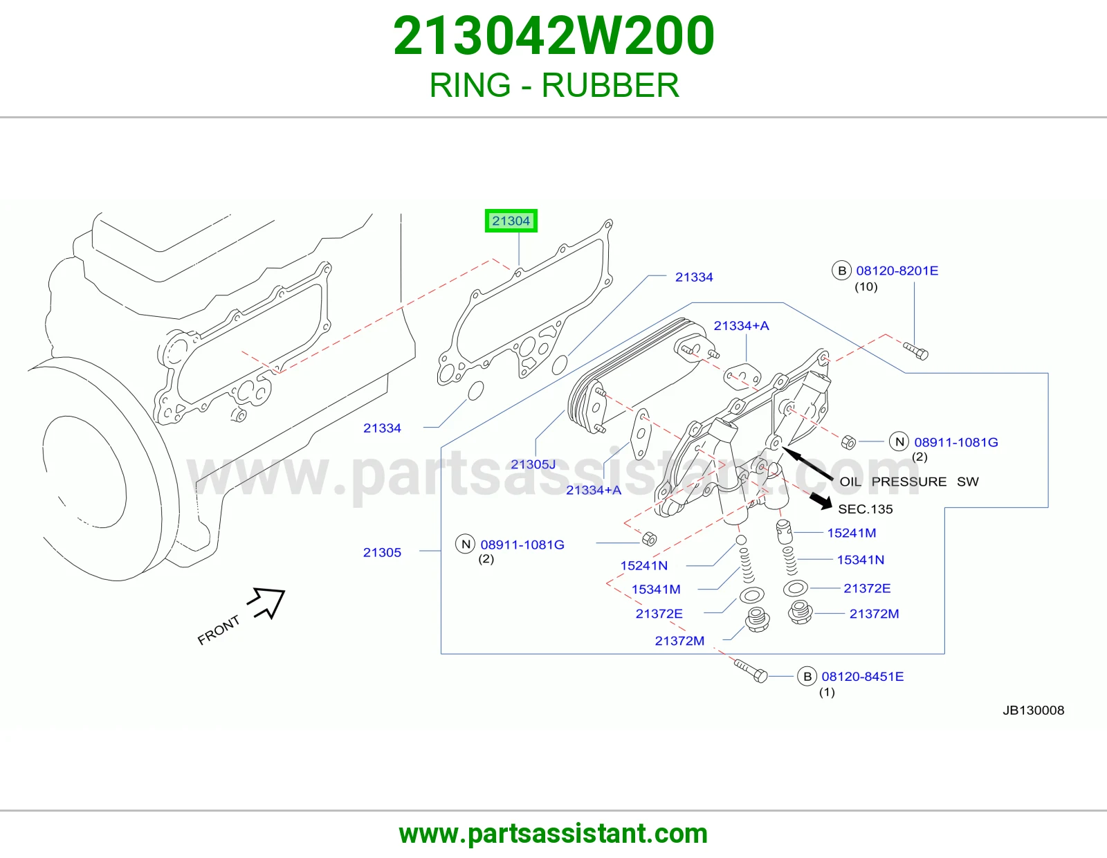 وجه مبرد زيت مكينه 213042W200