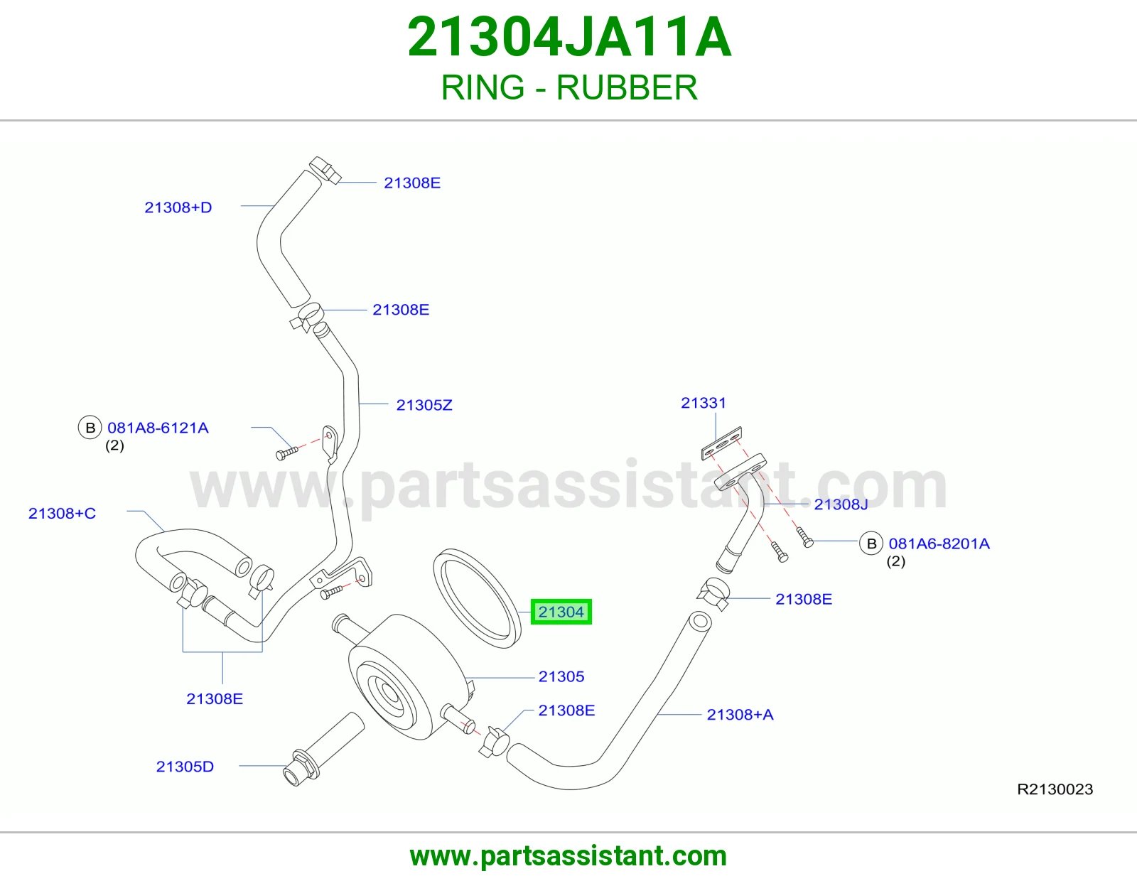 وجه مبرد زيت مكينه 21304JA11A