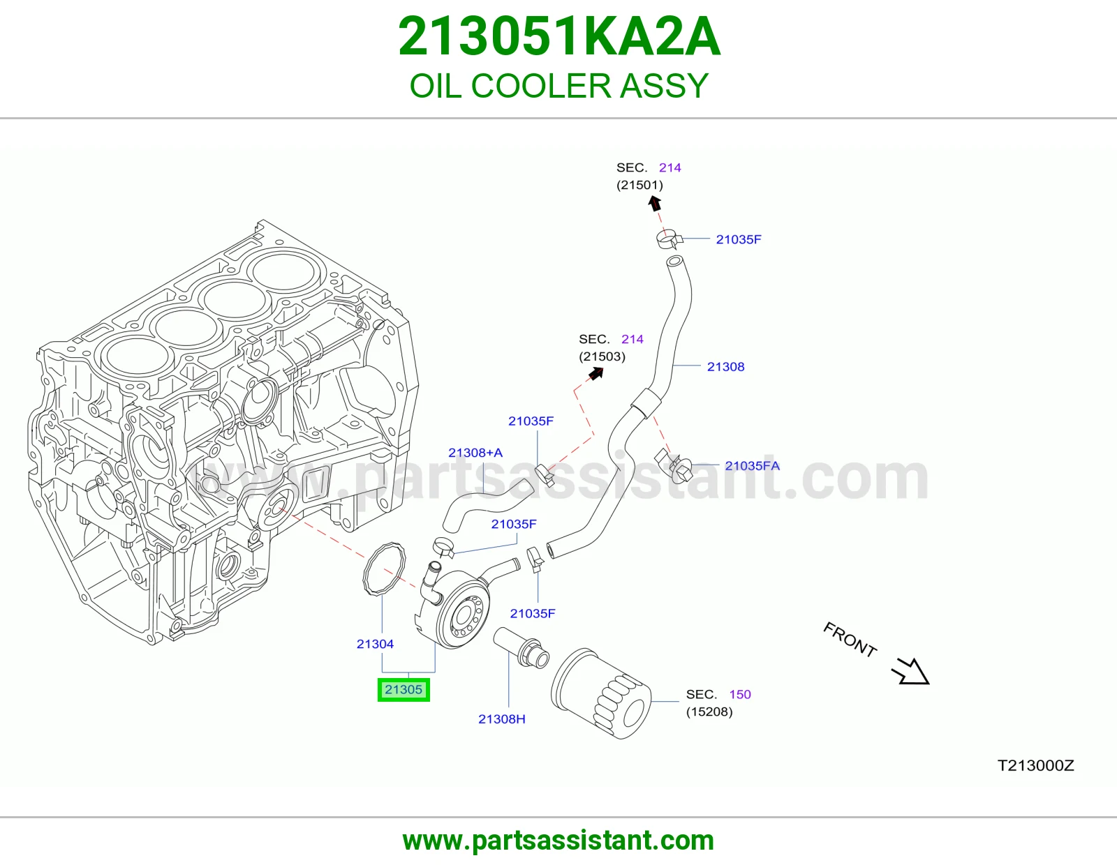 مبرد زيت مكينه 213051KA2A