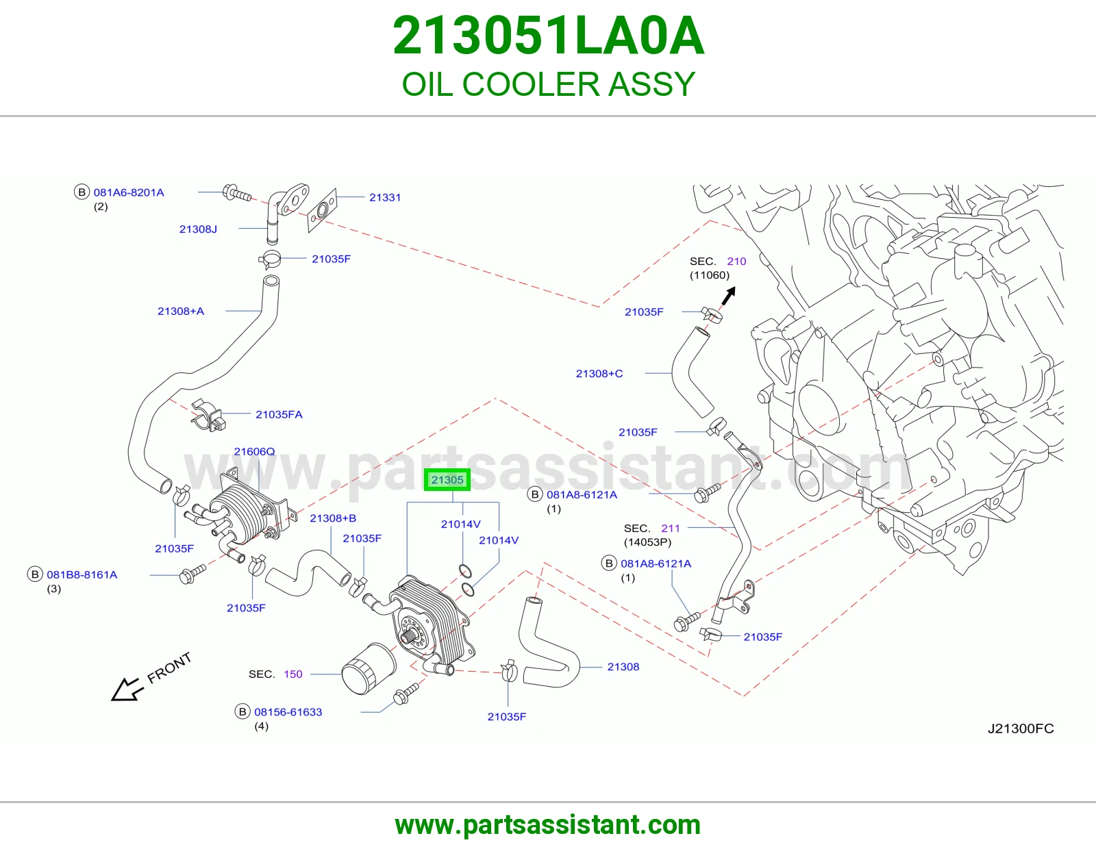 مبرد زيت مكينه 213051LA0A