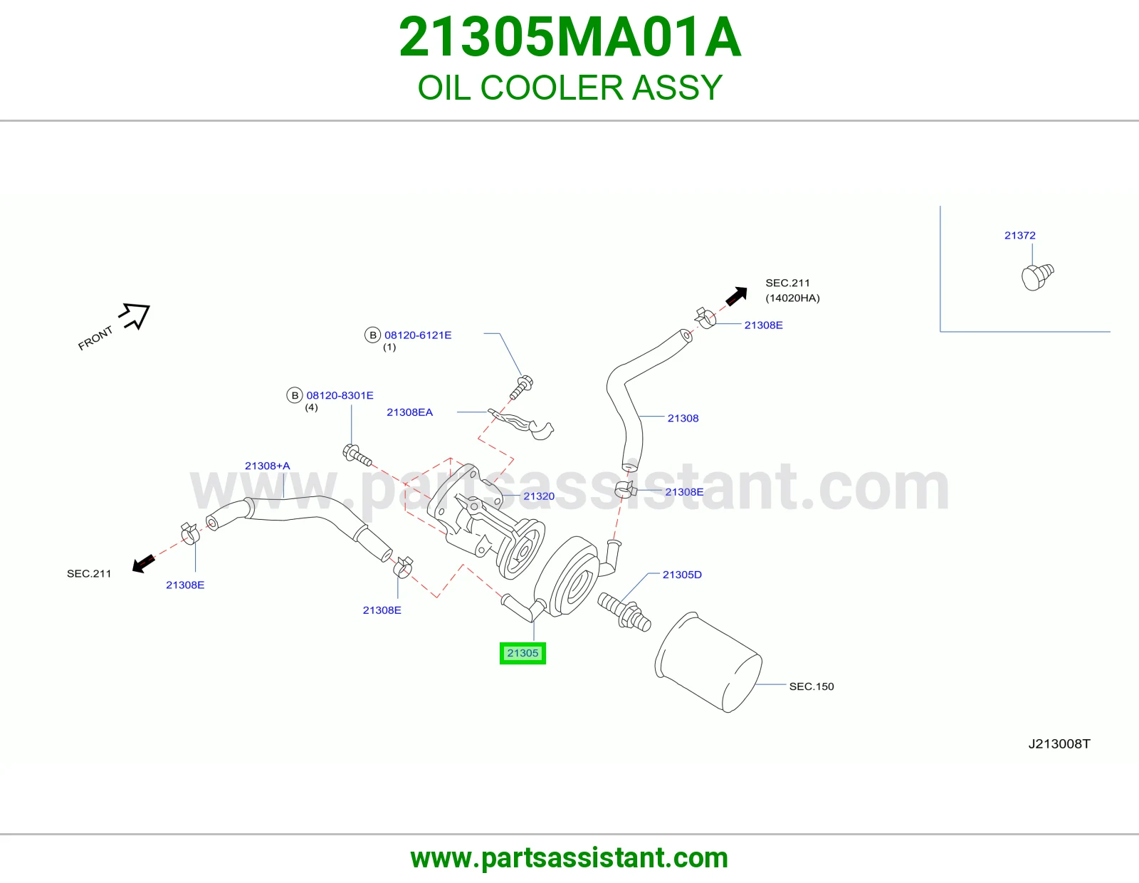 مبرد زيت مكينه 21305MA01A