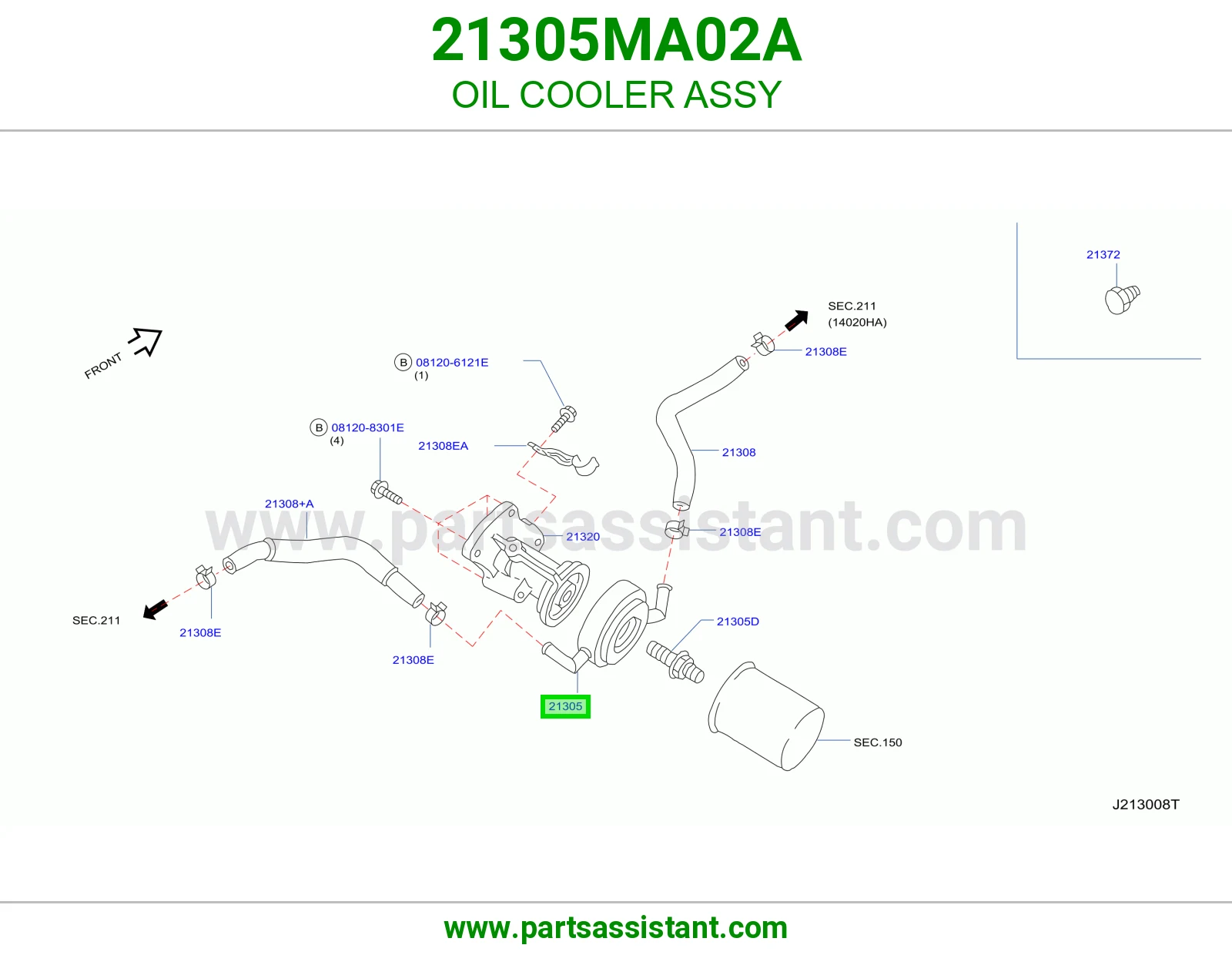 مبرد زيت مكينه 21305MA02A