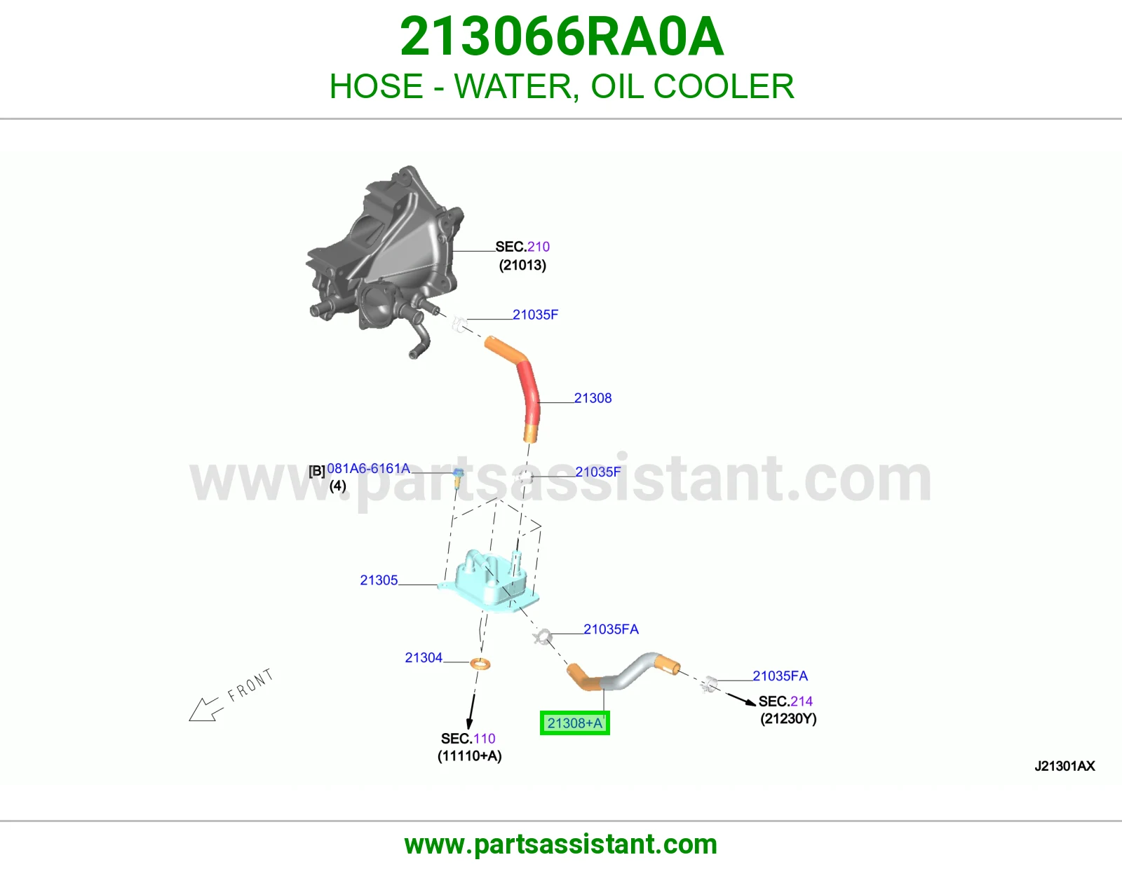 لي ماء مبرد زيت المكينه 213066RA0A