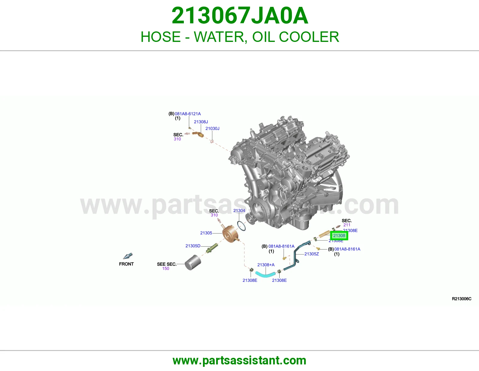 لي ماء مبرد زيت المكينه 213067JA0A
