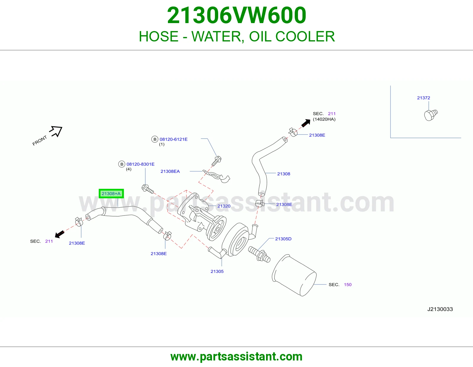 لي ماء مبرد زيت المكينه 21306VW600