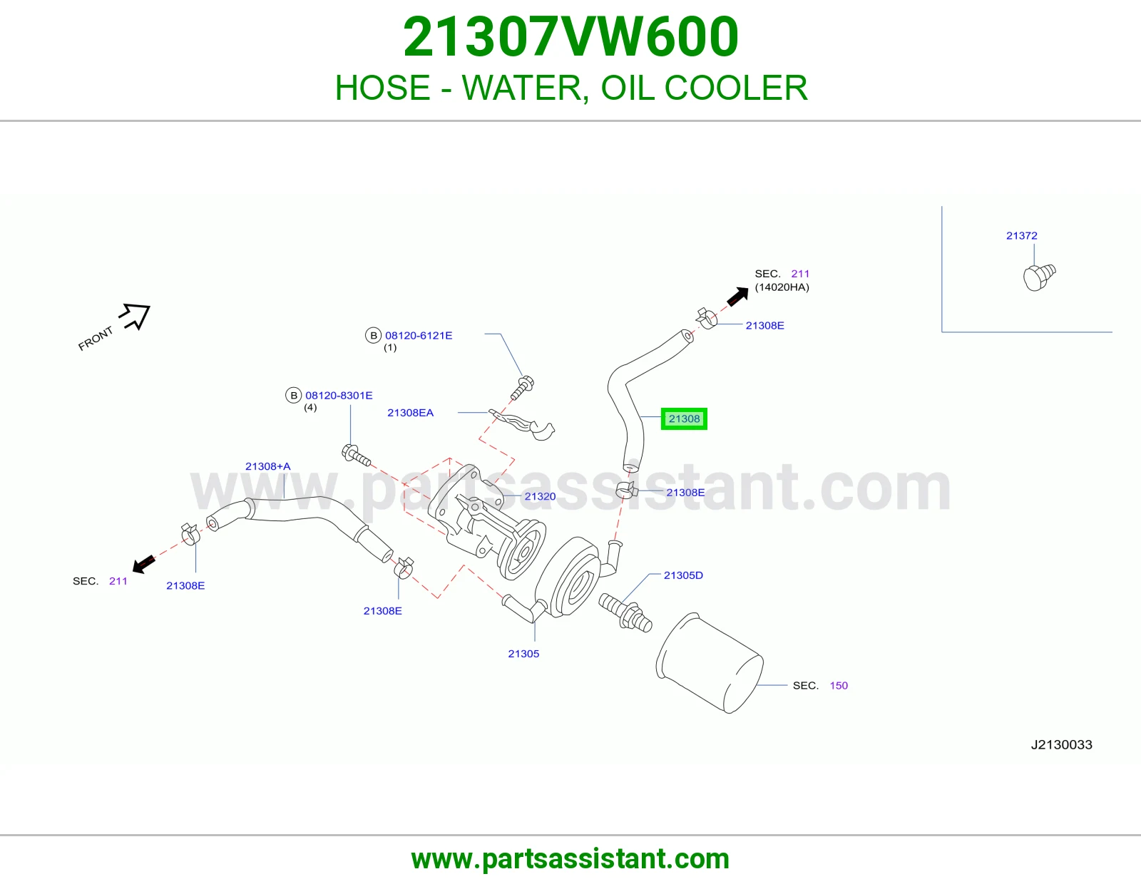 لي ماء مبرد زيت المكينه 21307VW600