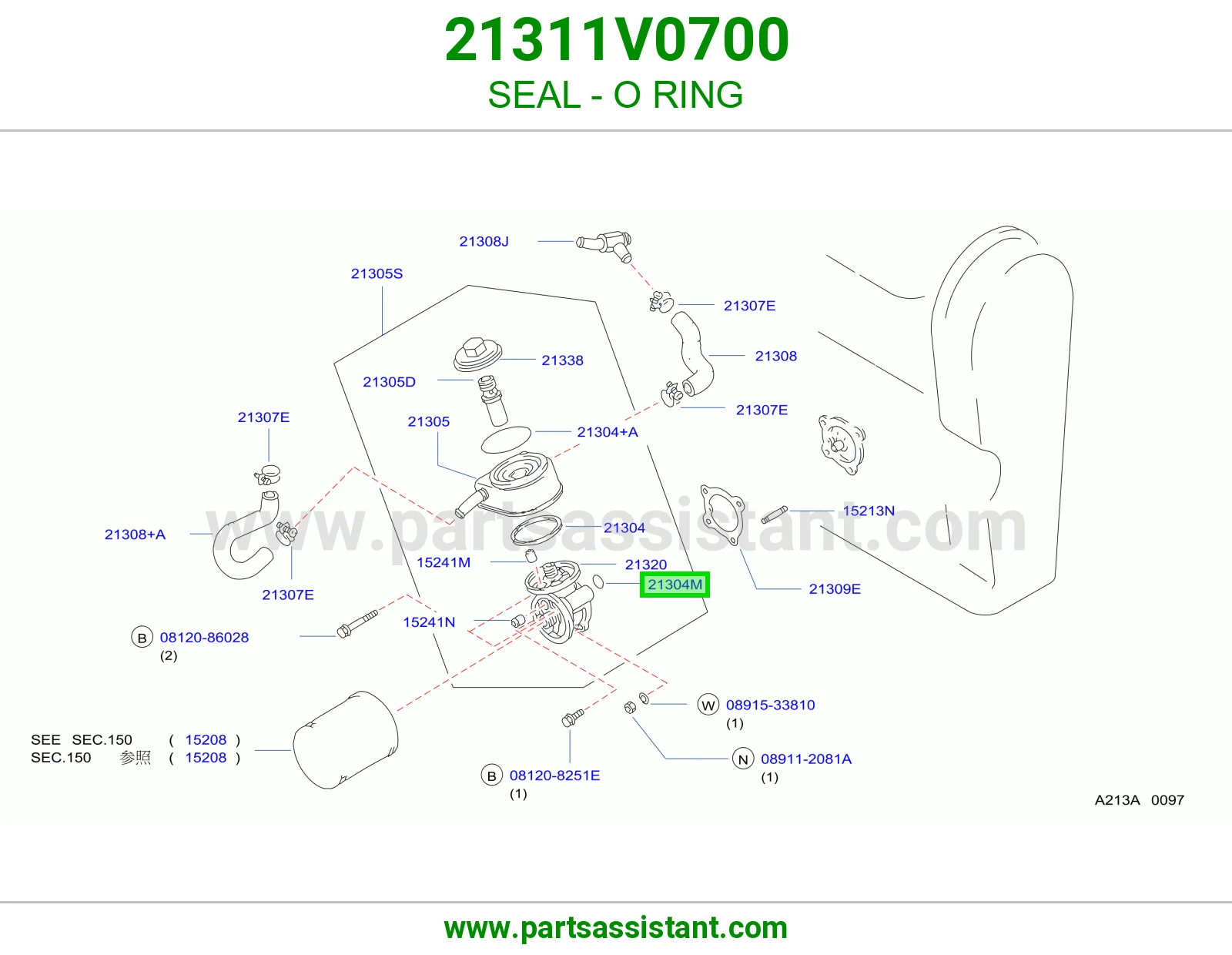 وجه مبرد زيت مكينه 21311V0700