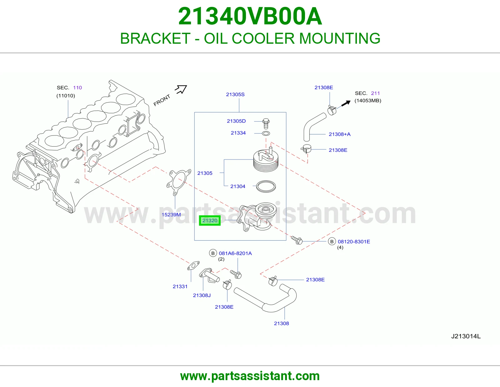 قاعده مبرد سيفون زيت 21340VB00A