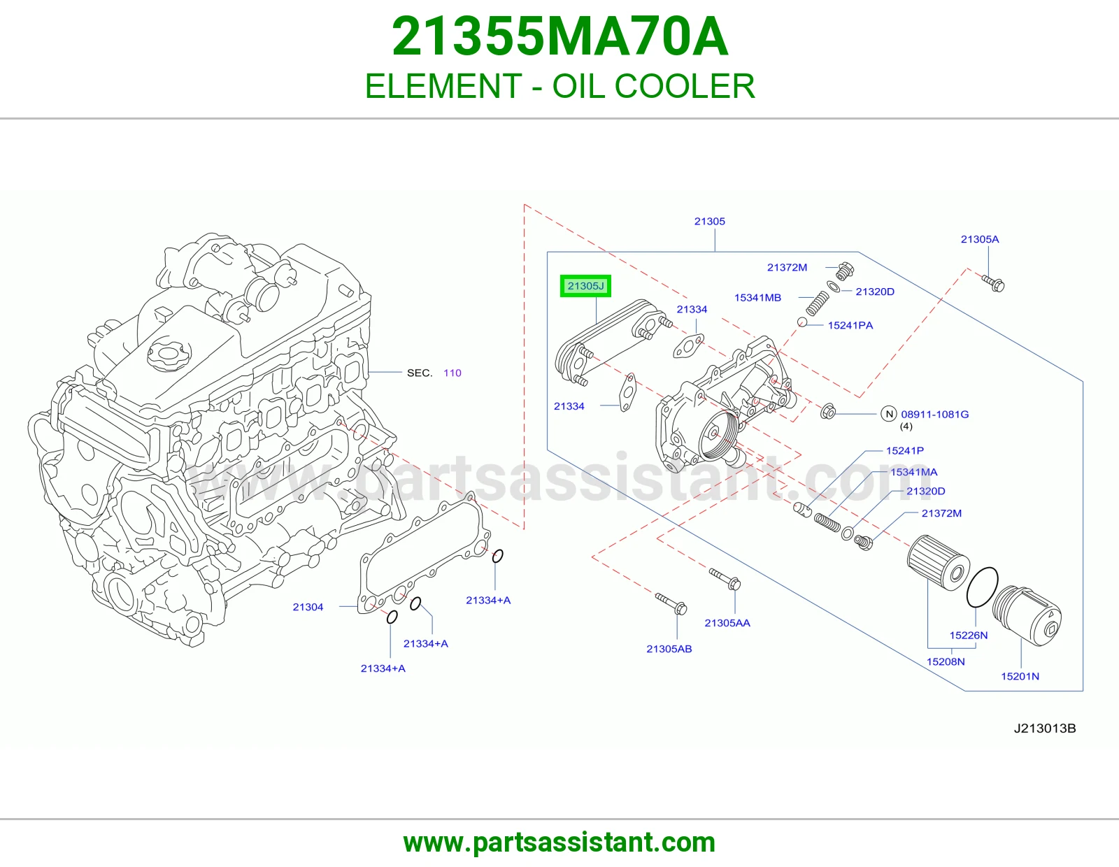 فلتر مبرد زيت 21355MA70A