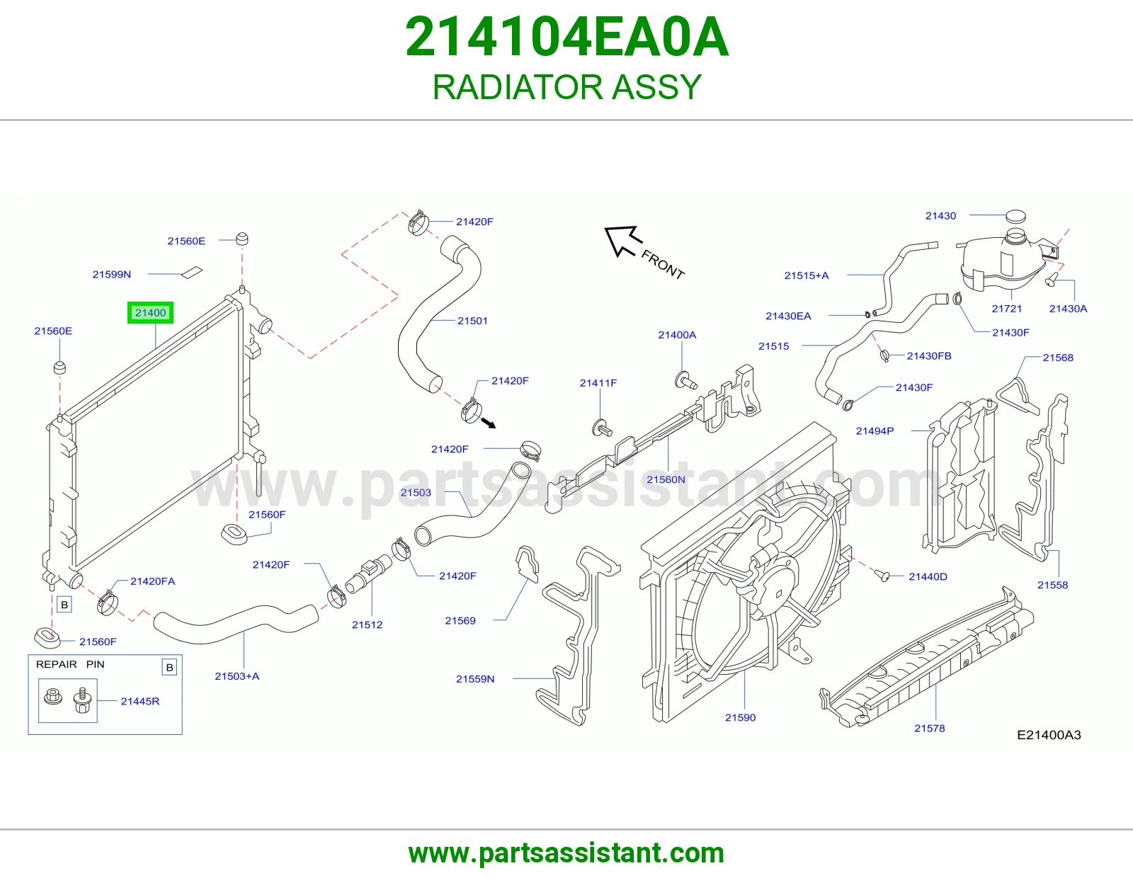 رديتر ماء مكينه 214104EA0A