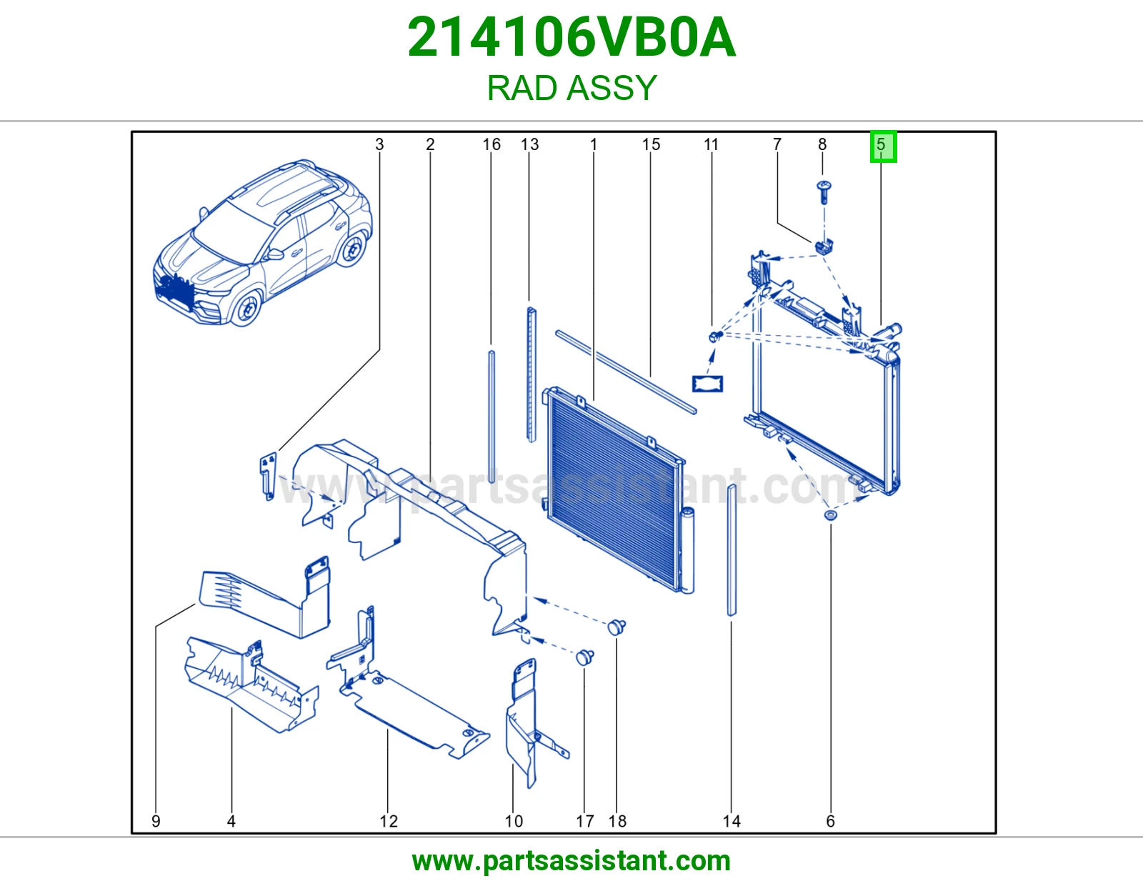 رديتر ماء مكينه 214106VB0A