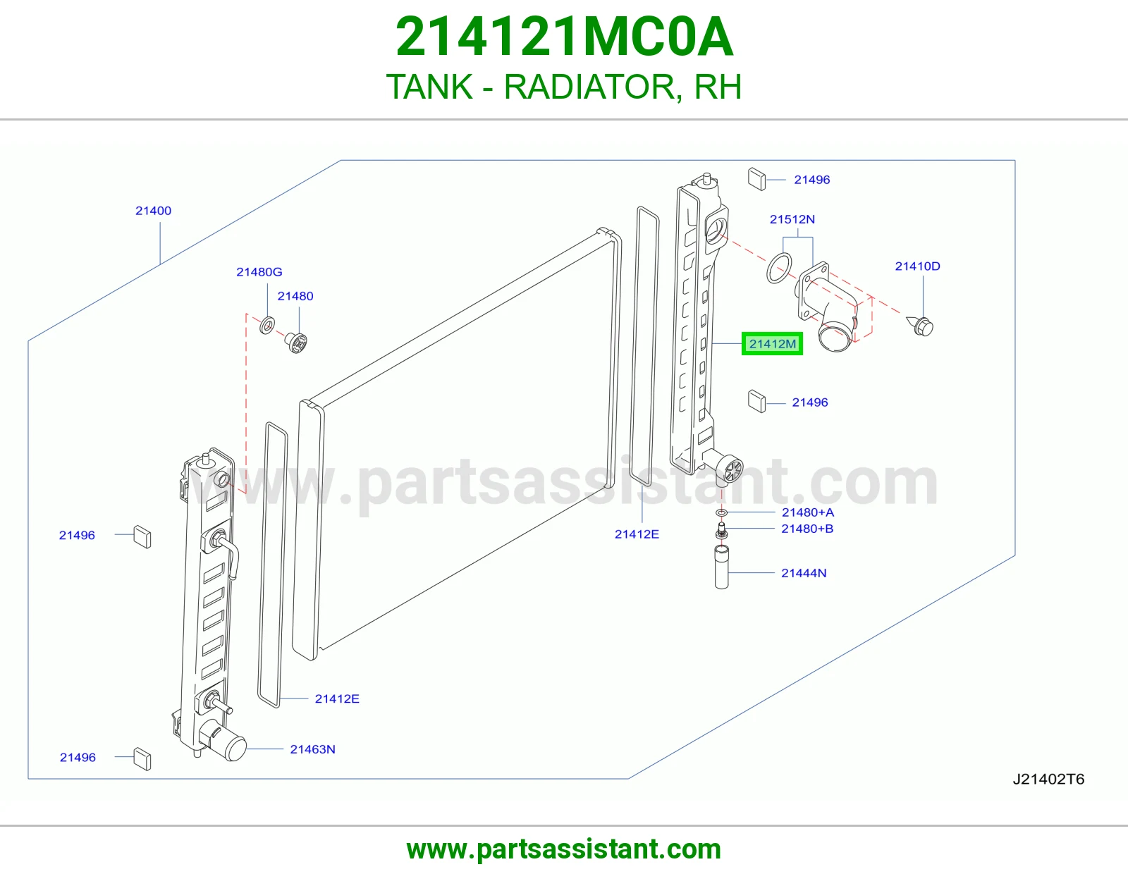 طبله رديتر ماء يمين 214121MC0A
