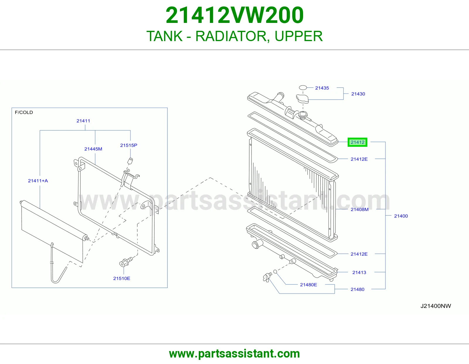 طبله رديتر ماء فوق 21412VW200