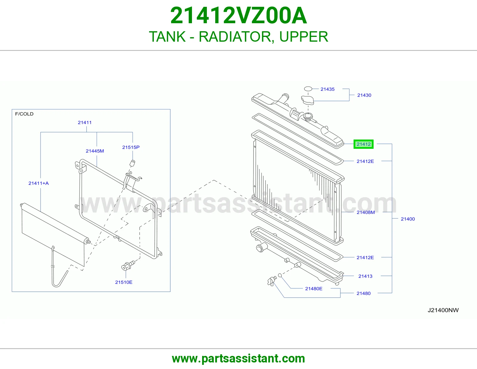 TANK - RADIATOR, UPPER 21412VZ00A