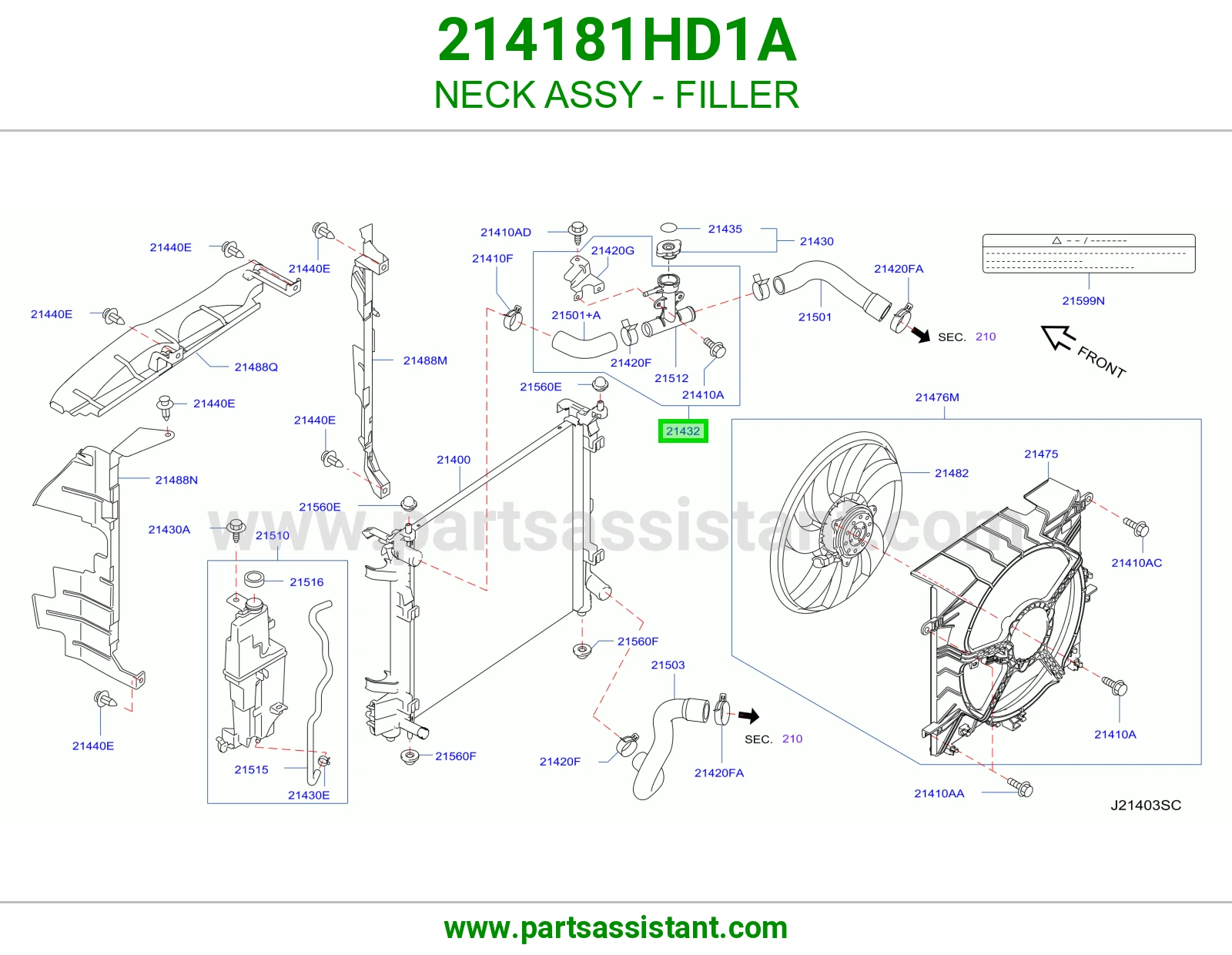 كوع بلاستيك فوق رديتر 214181HD1A