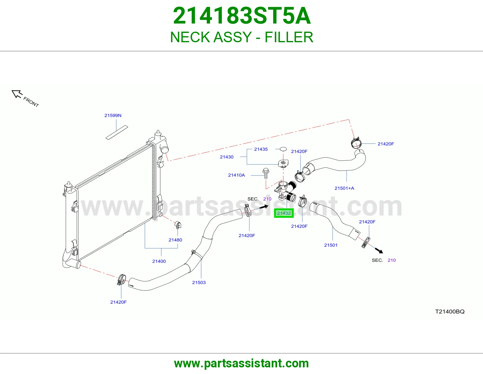 كوع بلاستيك فوق رديتر 214183ST5A