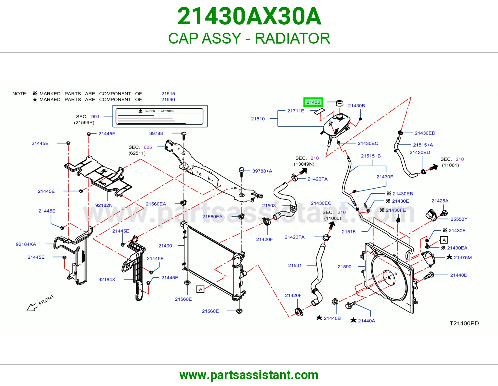 غطا قربه رديتر ماء 21430AX30A