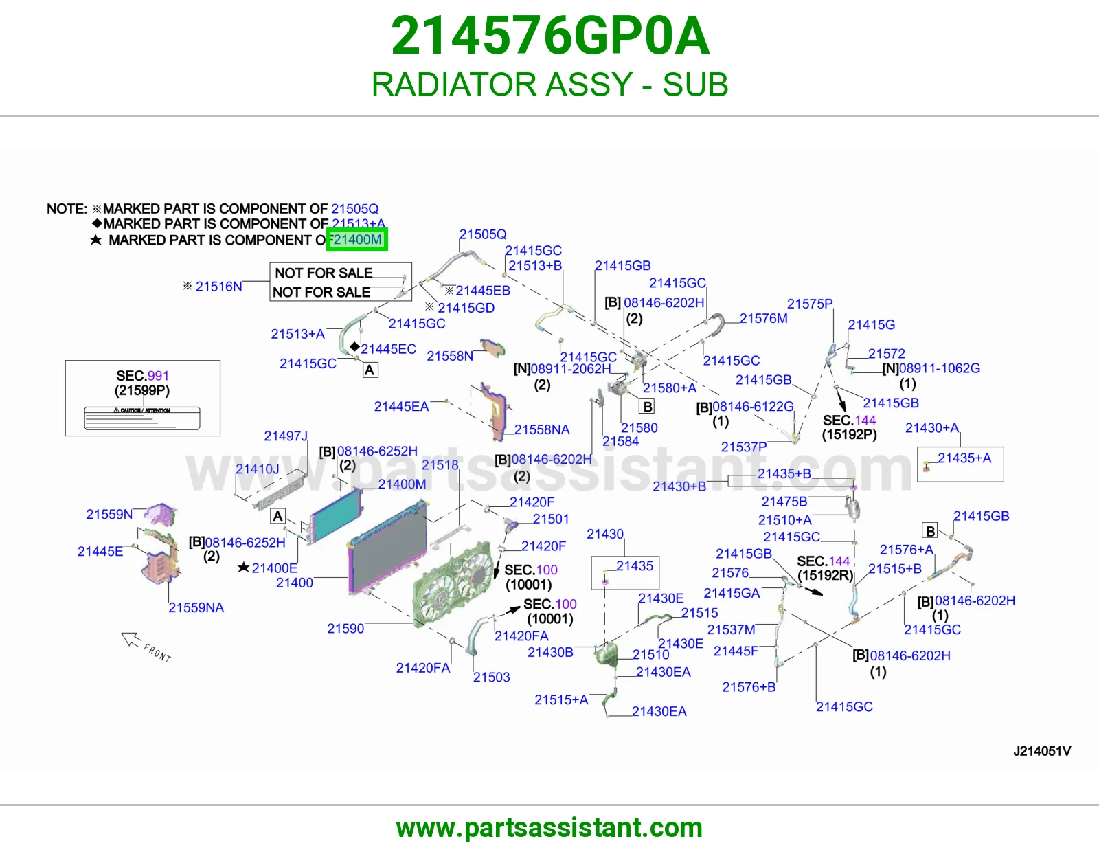 رديتر ماء مكينة فرعي 214576GP0A