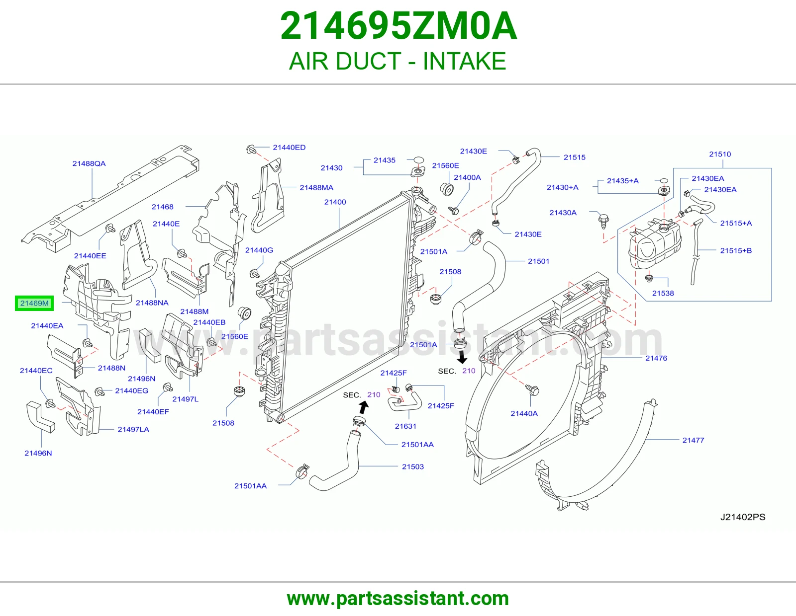 AIR DUCT - INTAKE 214695ZM0A