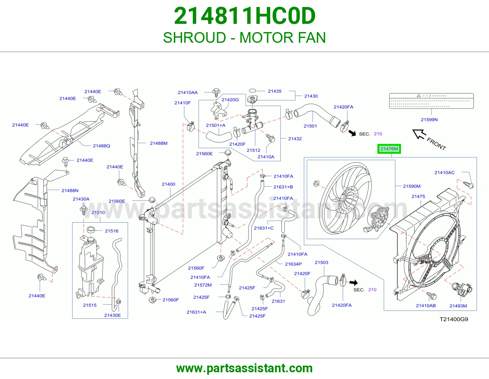 قاعده مع مروحه ودينمو مكيف 214811HC0D