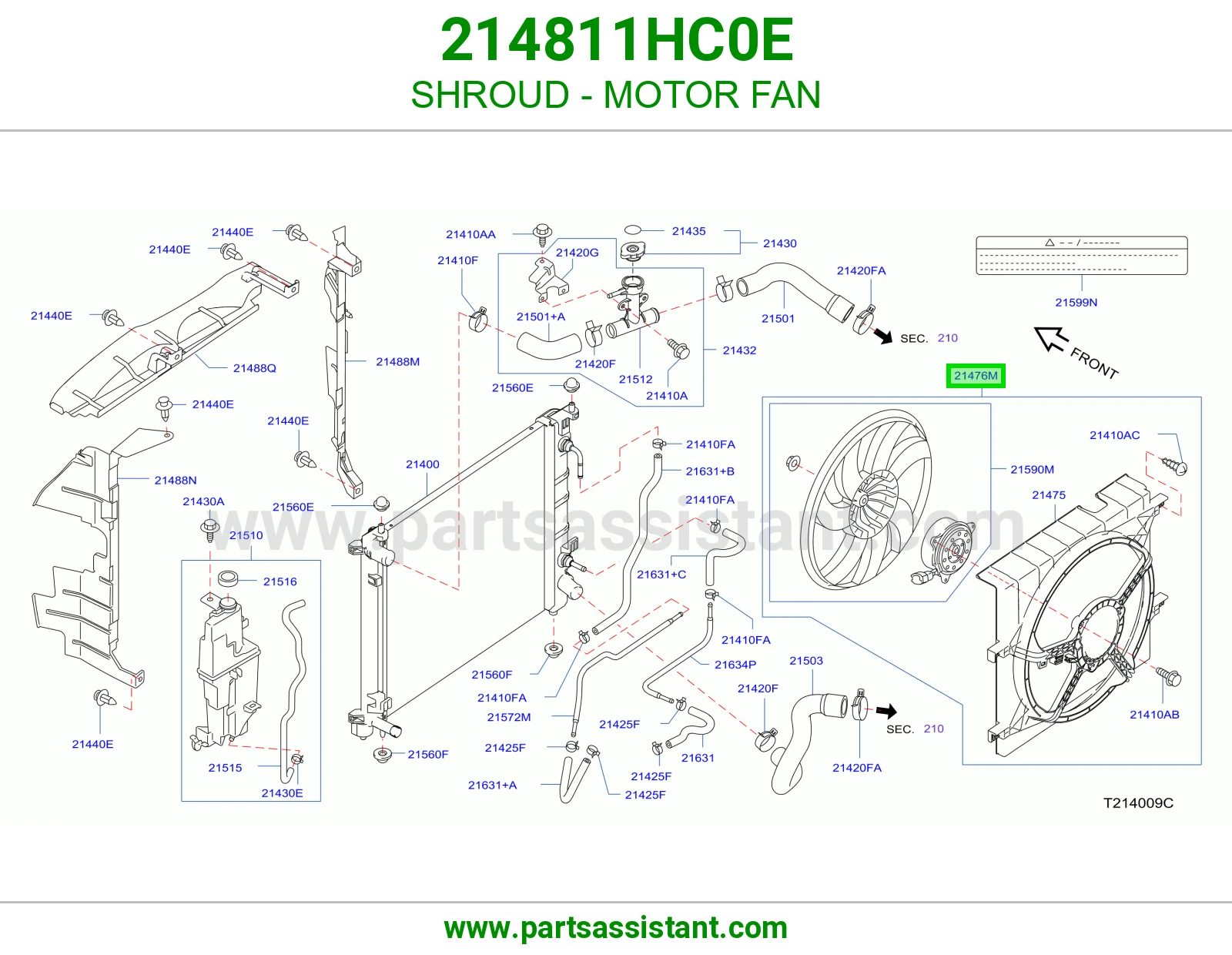 قاعده مع مروحه ودينمو مكيف 214811HC0E
