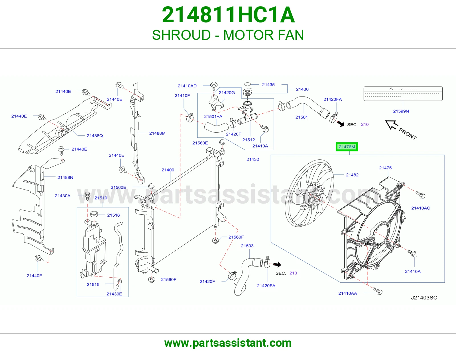 قاعده مع مروحه ودينمو مكيف 214811HC1A