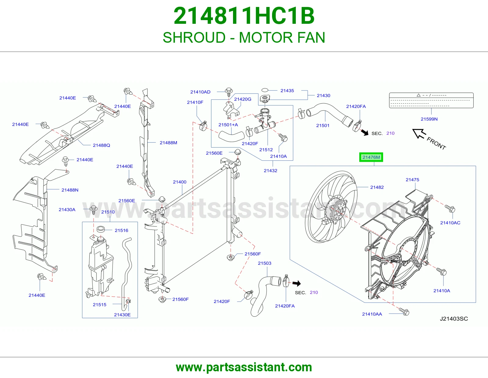 قاعده مع مروحه ودينمو مكيف 214811HC1B