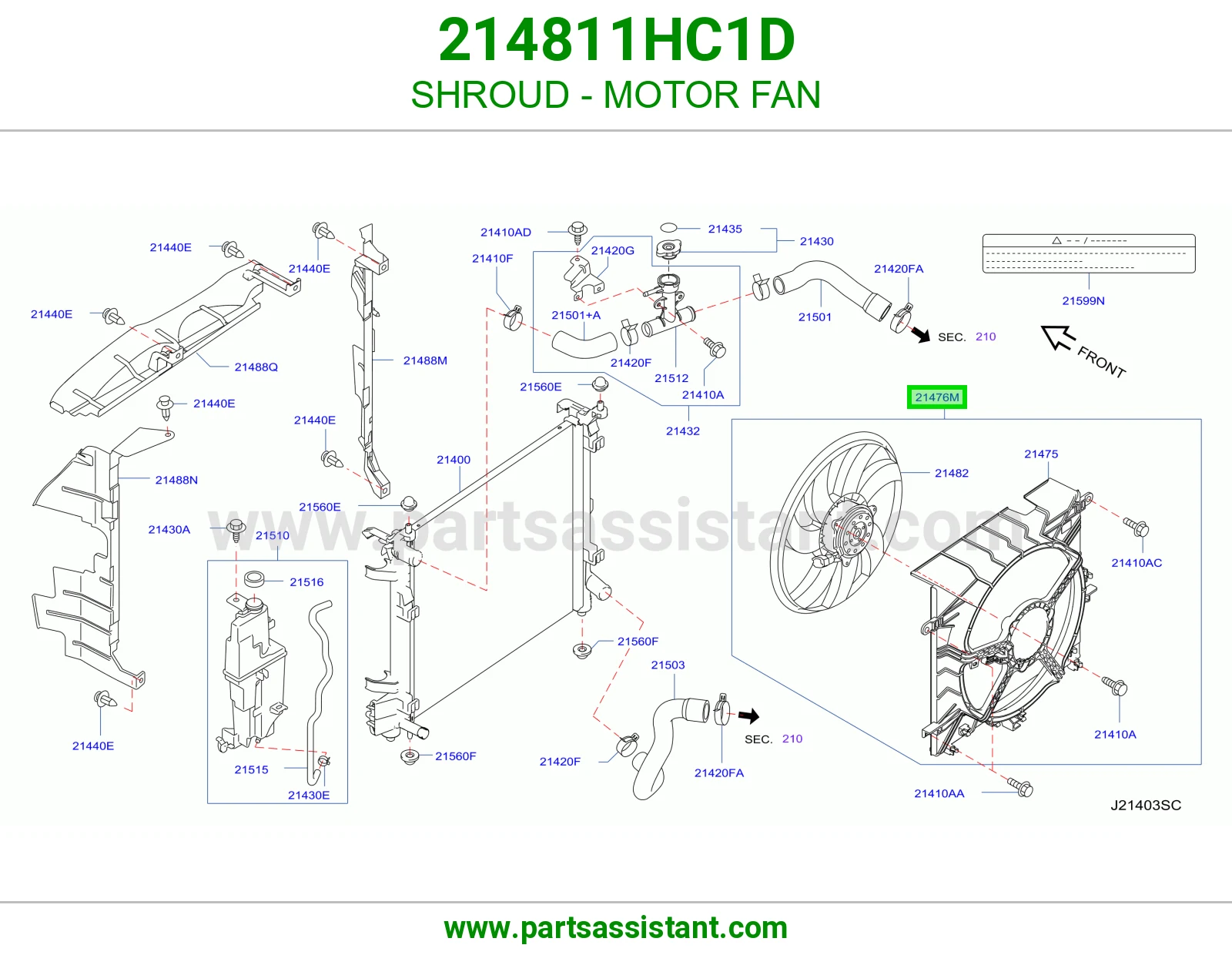 قاعده مع مروحه ودينمو مكيف 214811HC1D