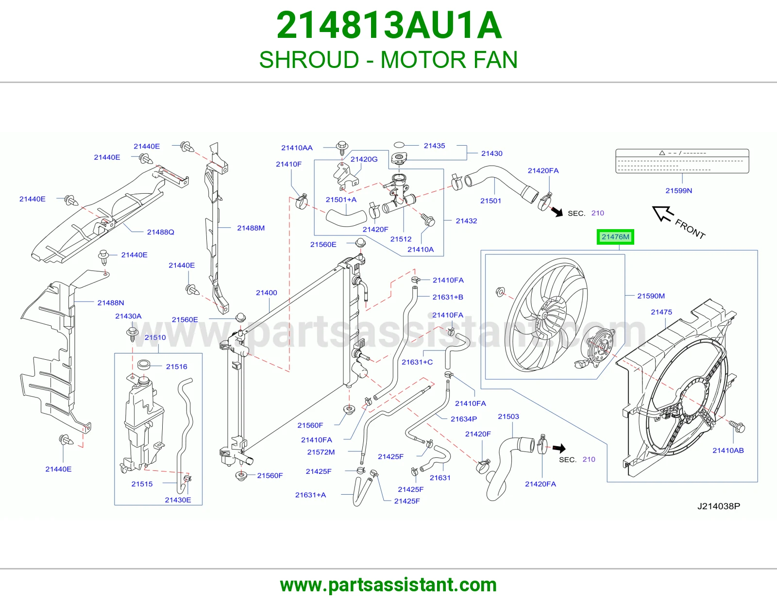 قاعده مع مروحه ودينمو مكيف 214813AU1A